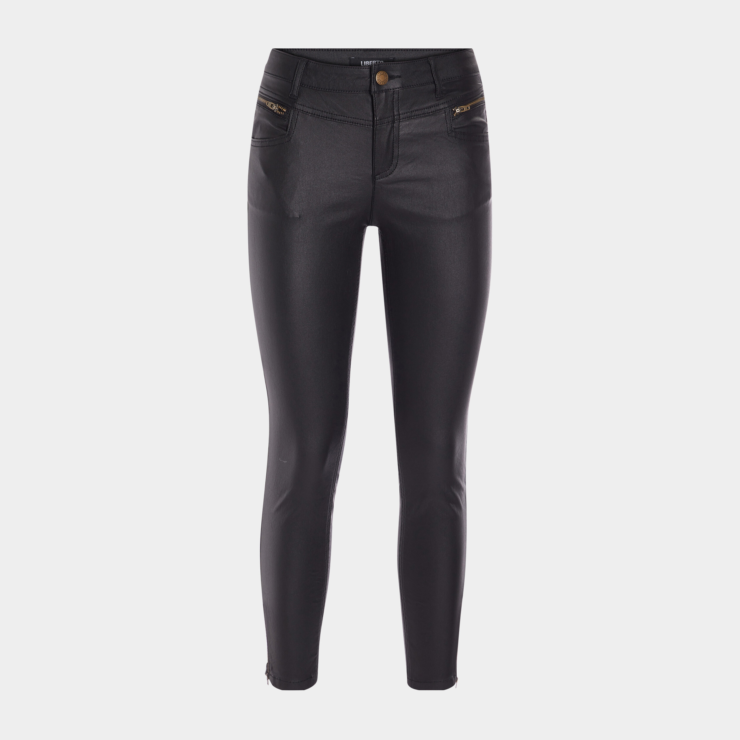 Pantalon skinny enduit noir femme