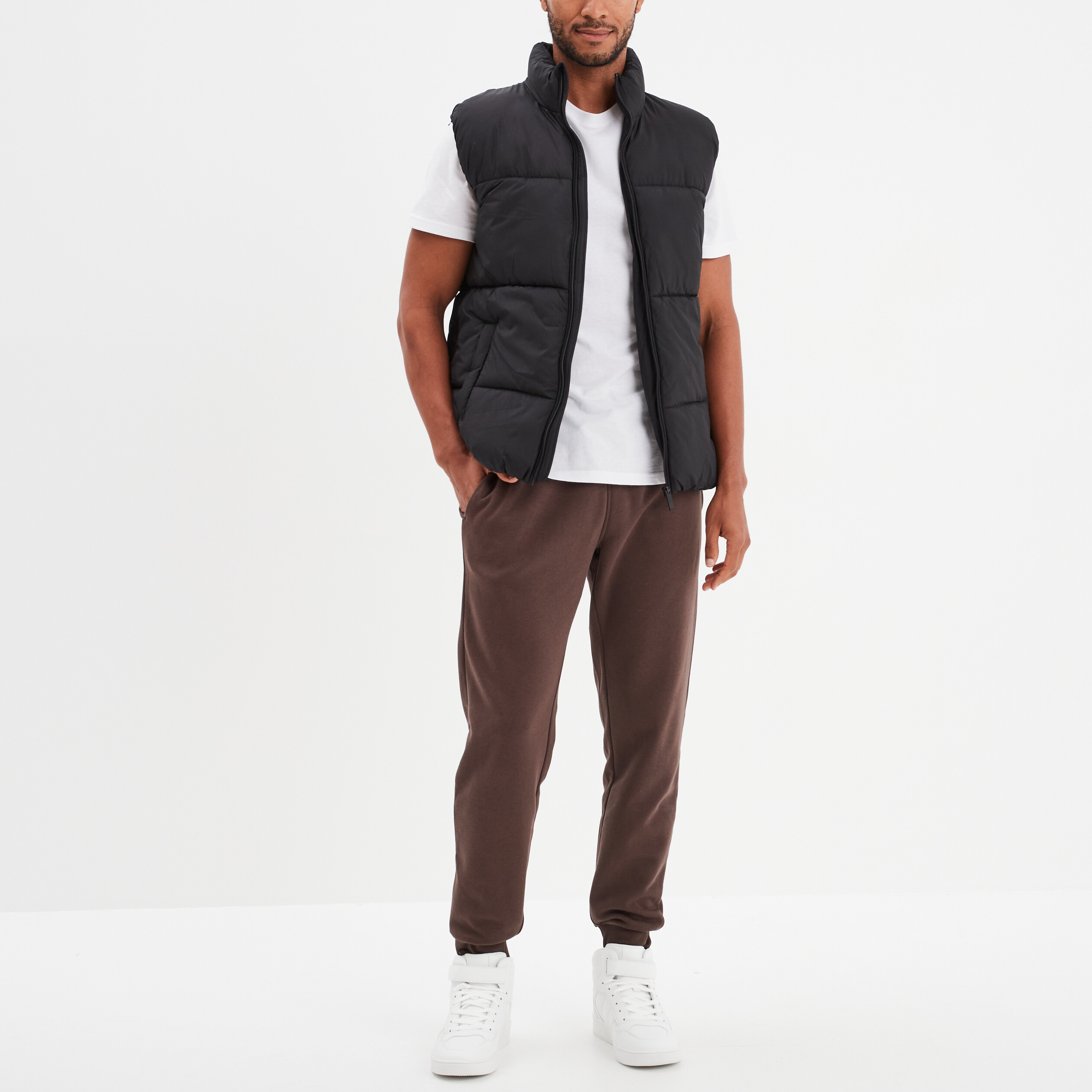 pantalon jogging droit molleton marron fonce homme Pantalon jogging droit molleton marron foncé homme