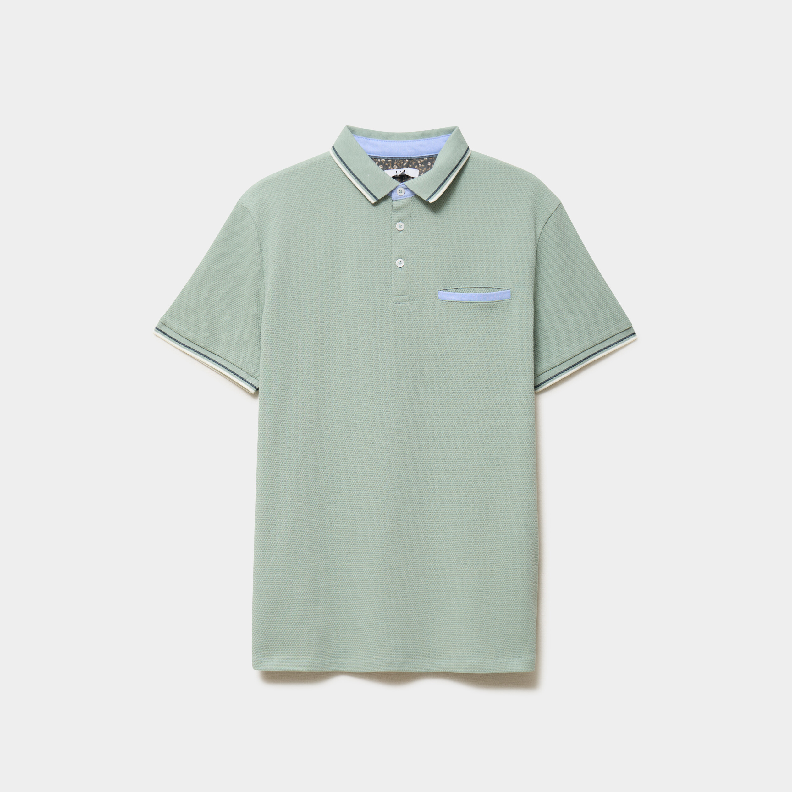 Polo piqu&eacute; manches courtes coton vert pastel homme