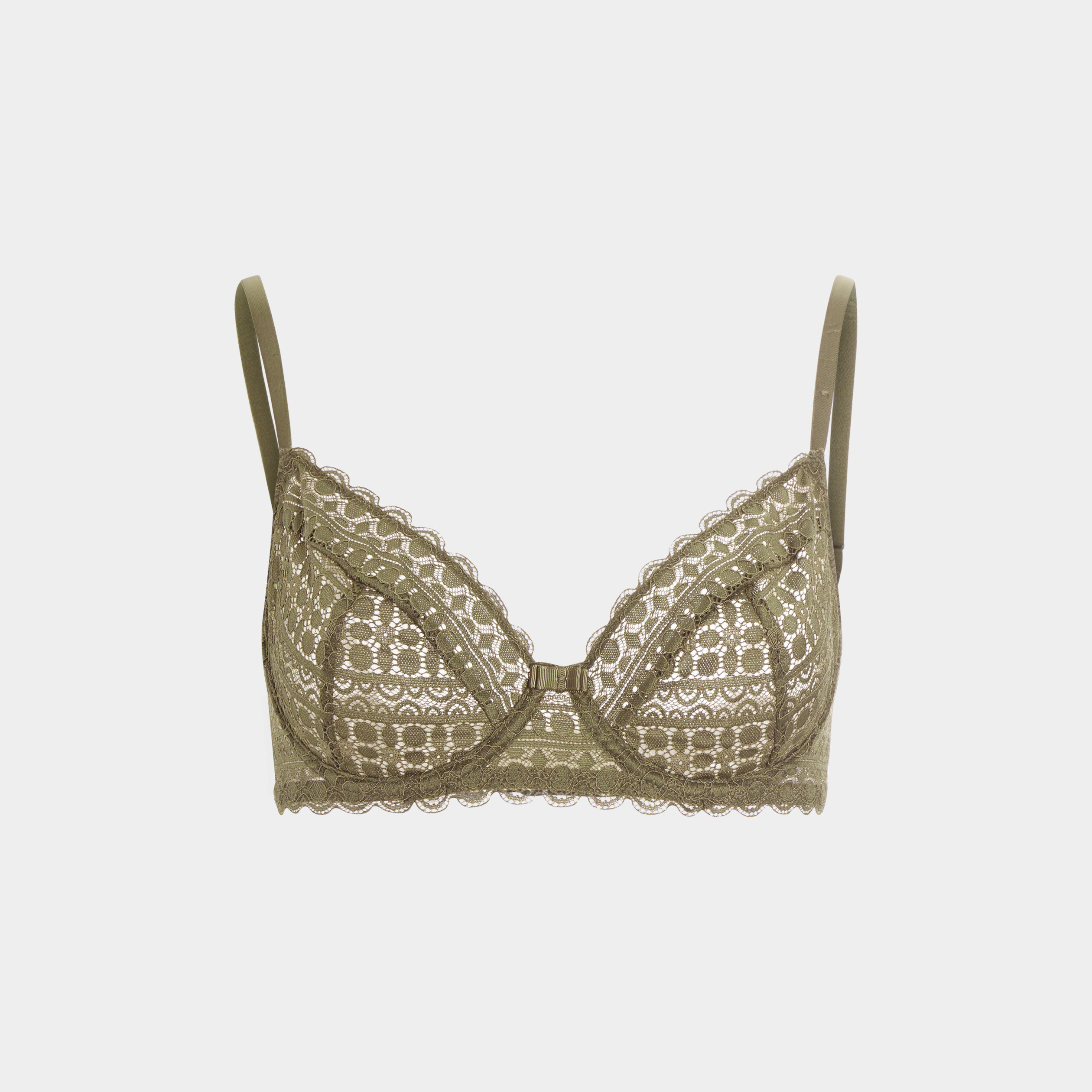Soutien-gorge embo&icirc;tant en dentelle vert kaki femme