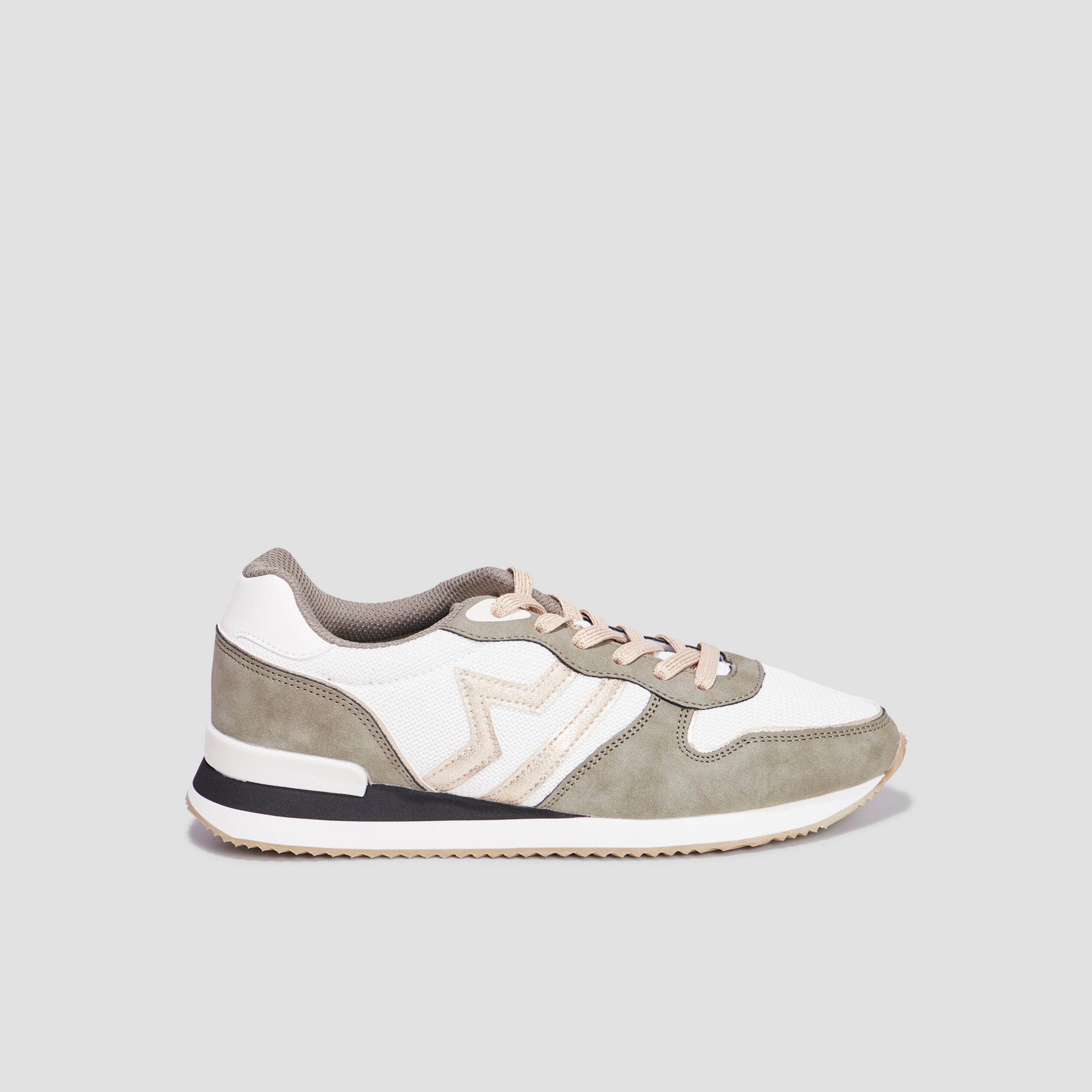Baskets bi-mati&egrave;re &agrave; lacets Creeks vert kaki femme