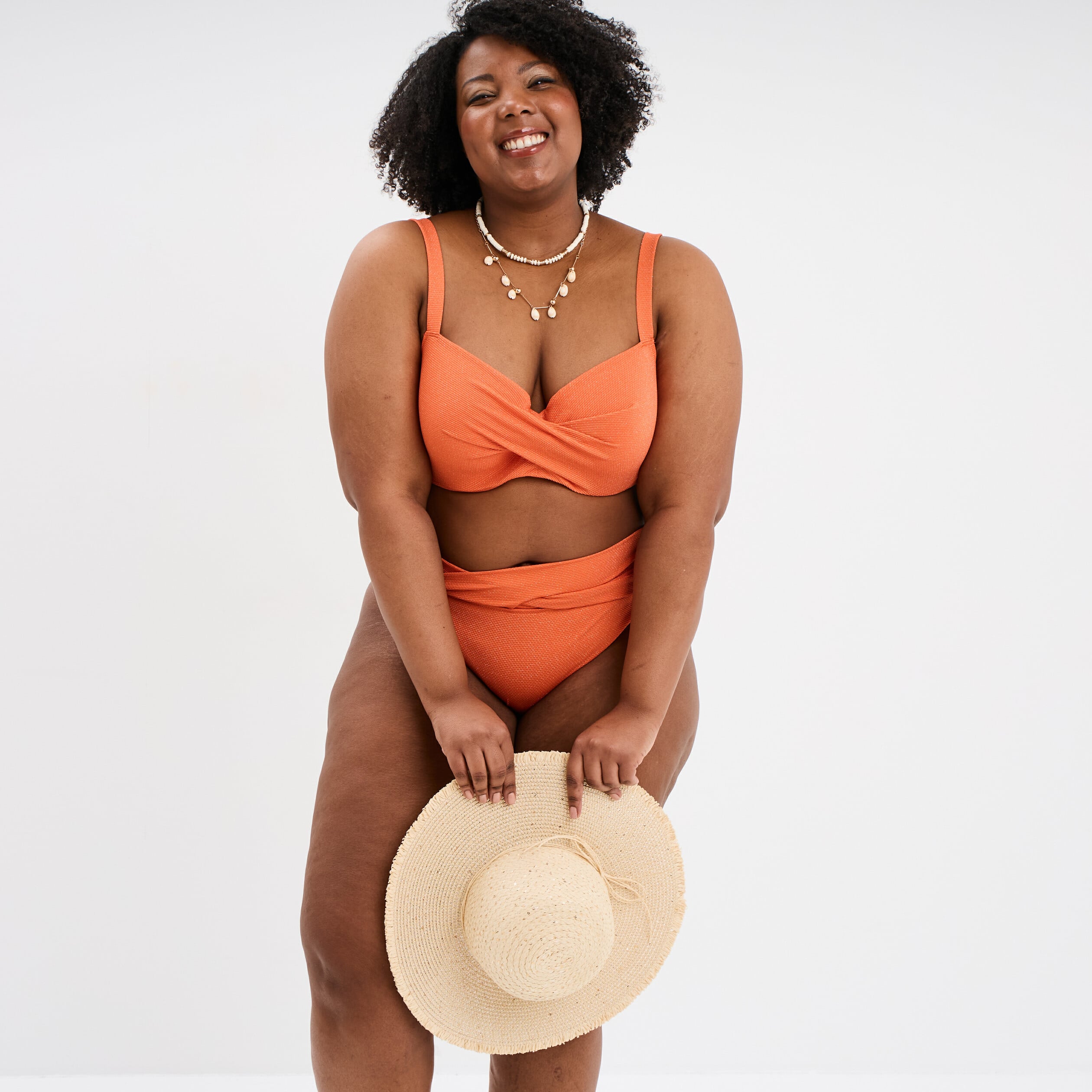 Haut de maillot de bain balconnet orange femme grande taille