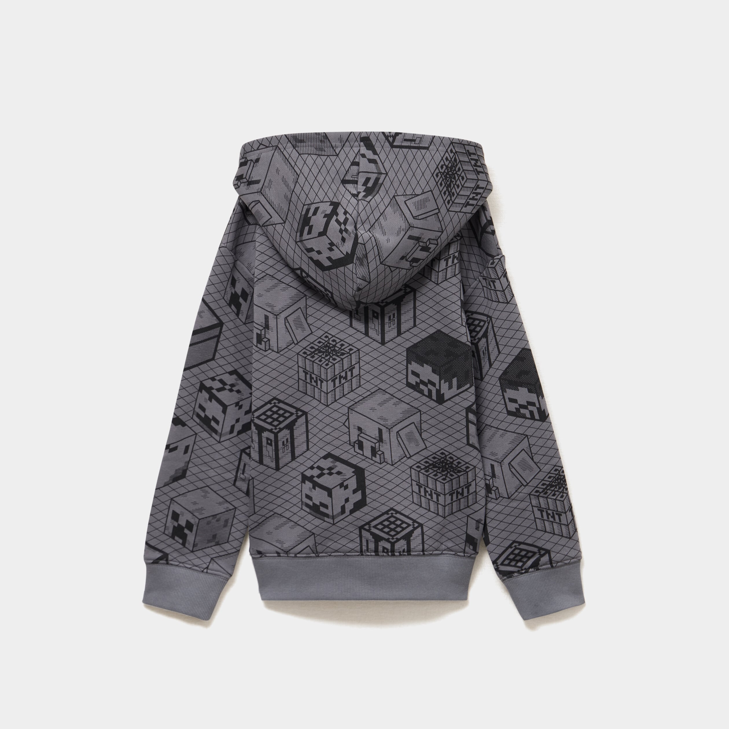 Sweat hoodie droit Minecraft gris fonc&eacute; gar&ccedil;on
