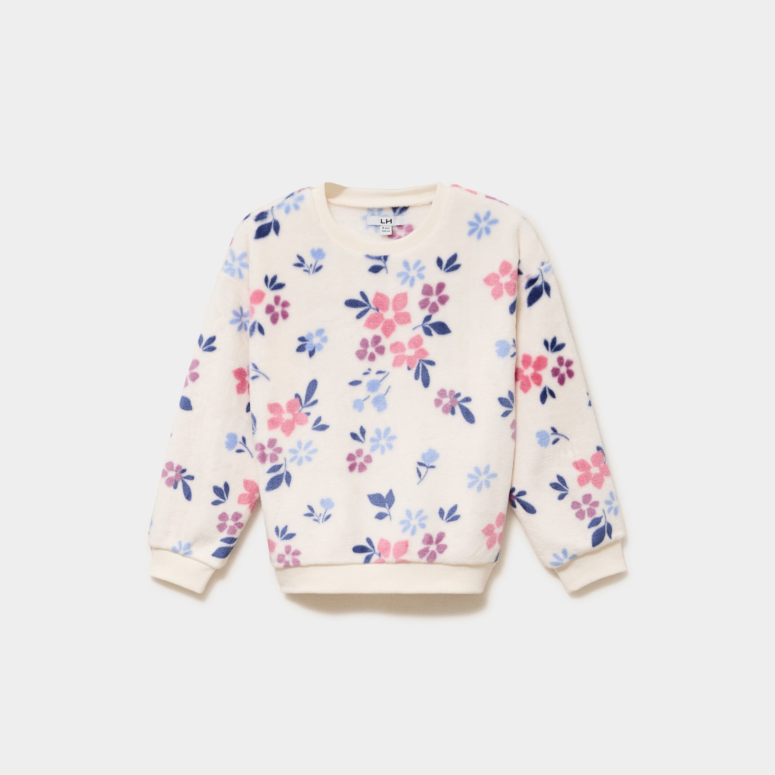 Sweat polaire oversize manches longues beige fille
