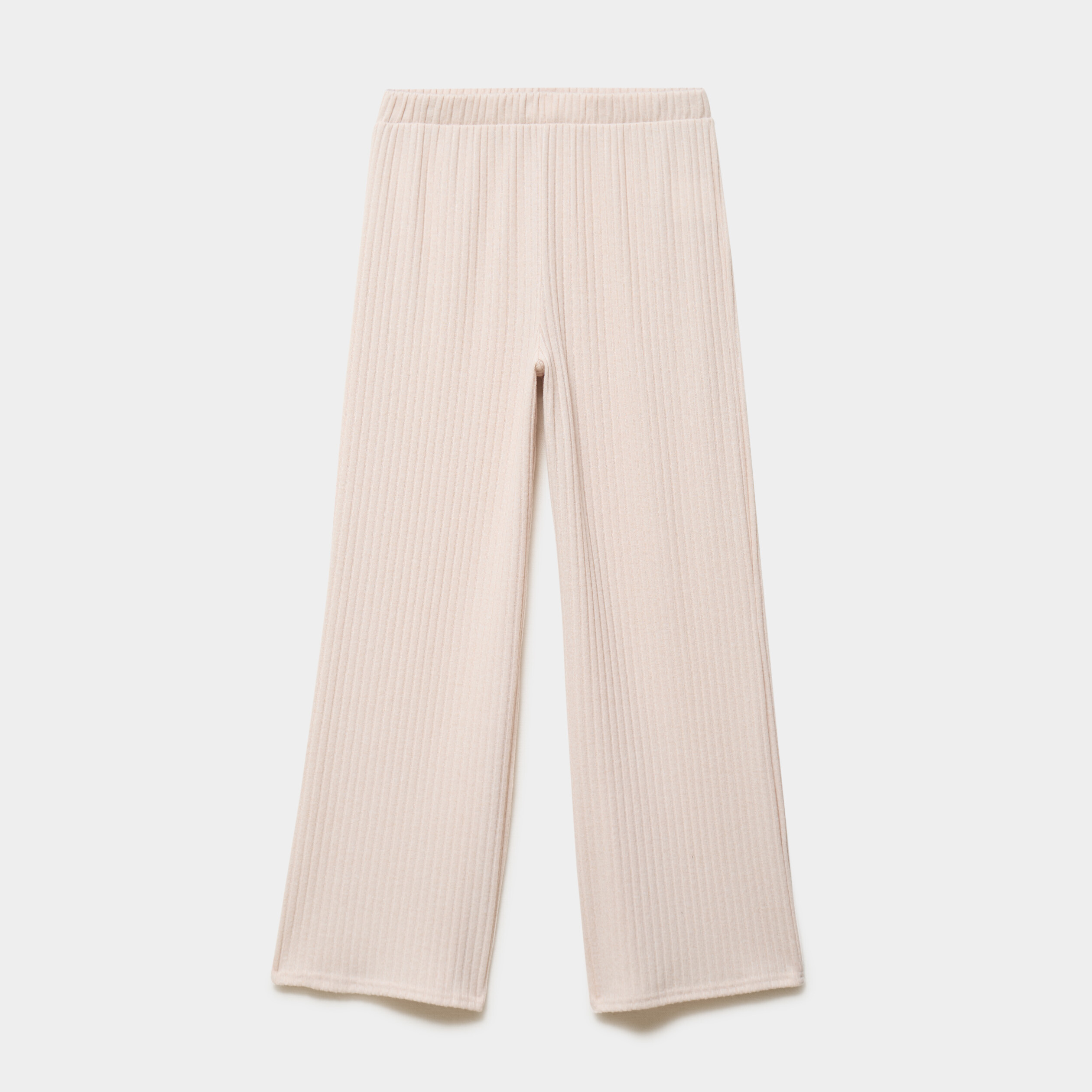Pantalon de pyjama droit c&ocirc;tel&eacute; beige femme