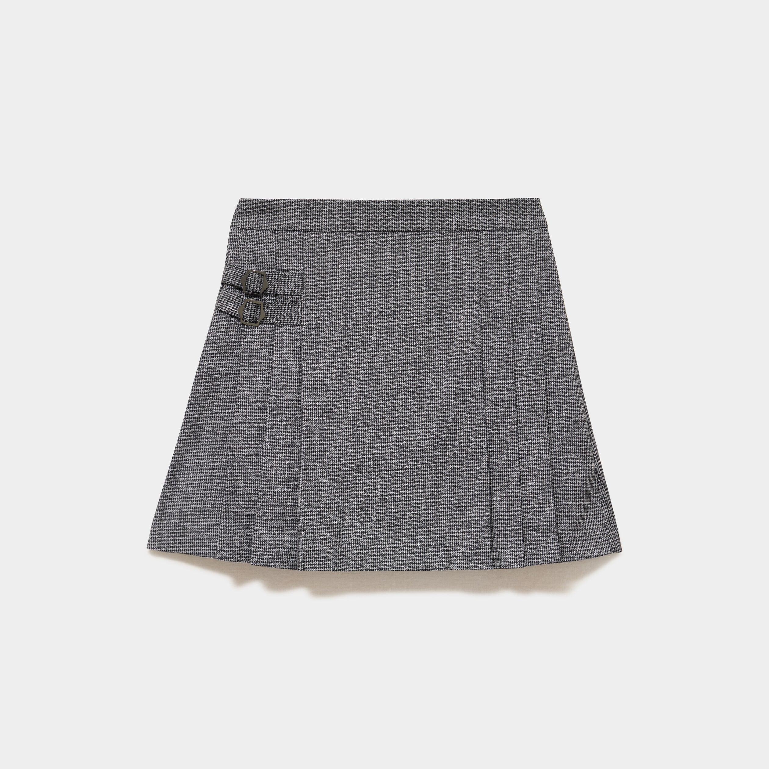 Jupe courte pliss&eacute;e &agrave; boucles gris femme