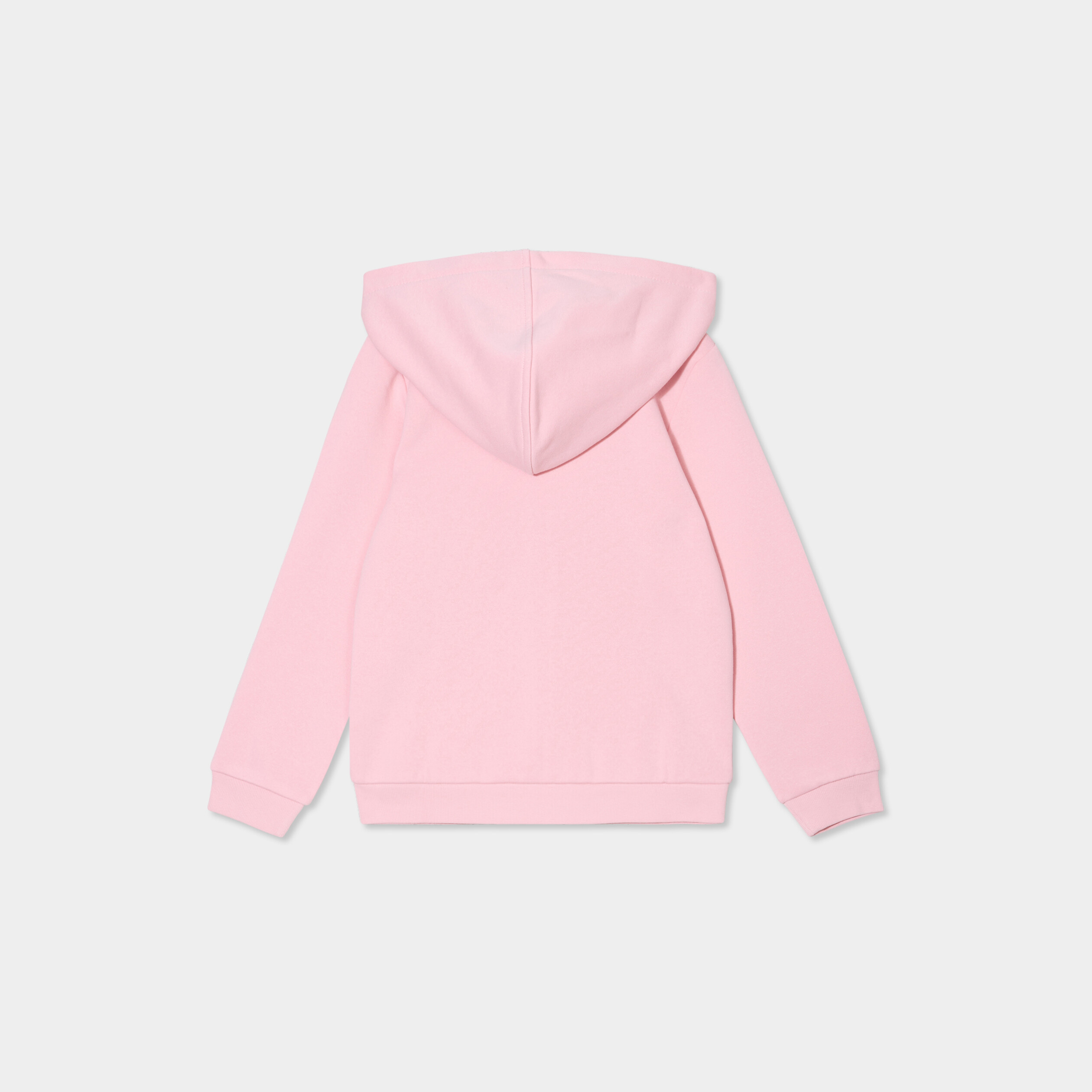 Sweat zipp&eacute; &agrave; capuche droit molleton rose clair fille