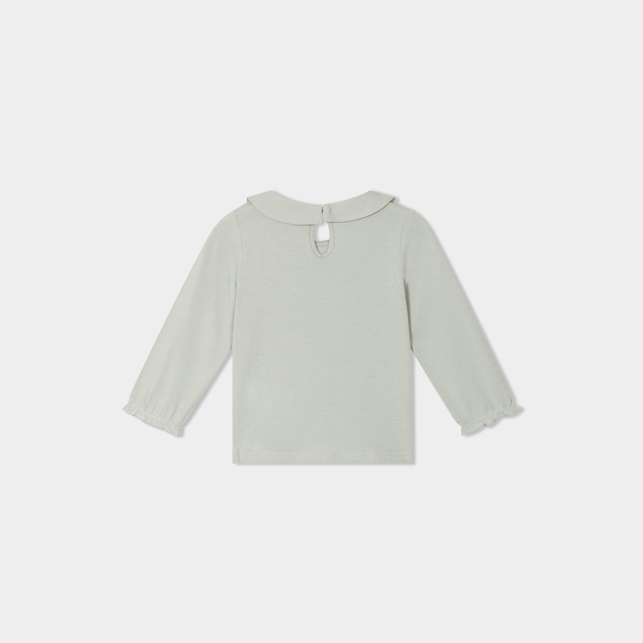 t shirt col claudine manches longues vert pastel bebef T-shirt col claudine manches longues vert pastel bébé fille