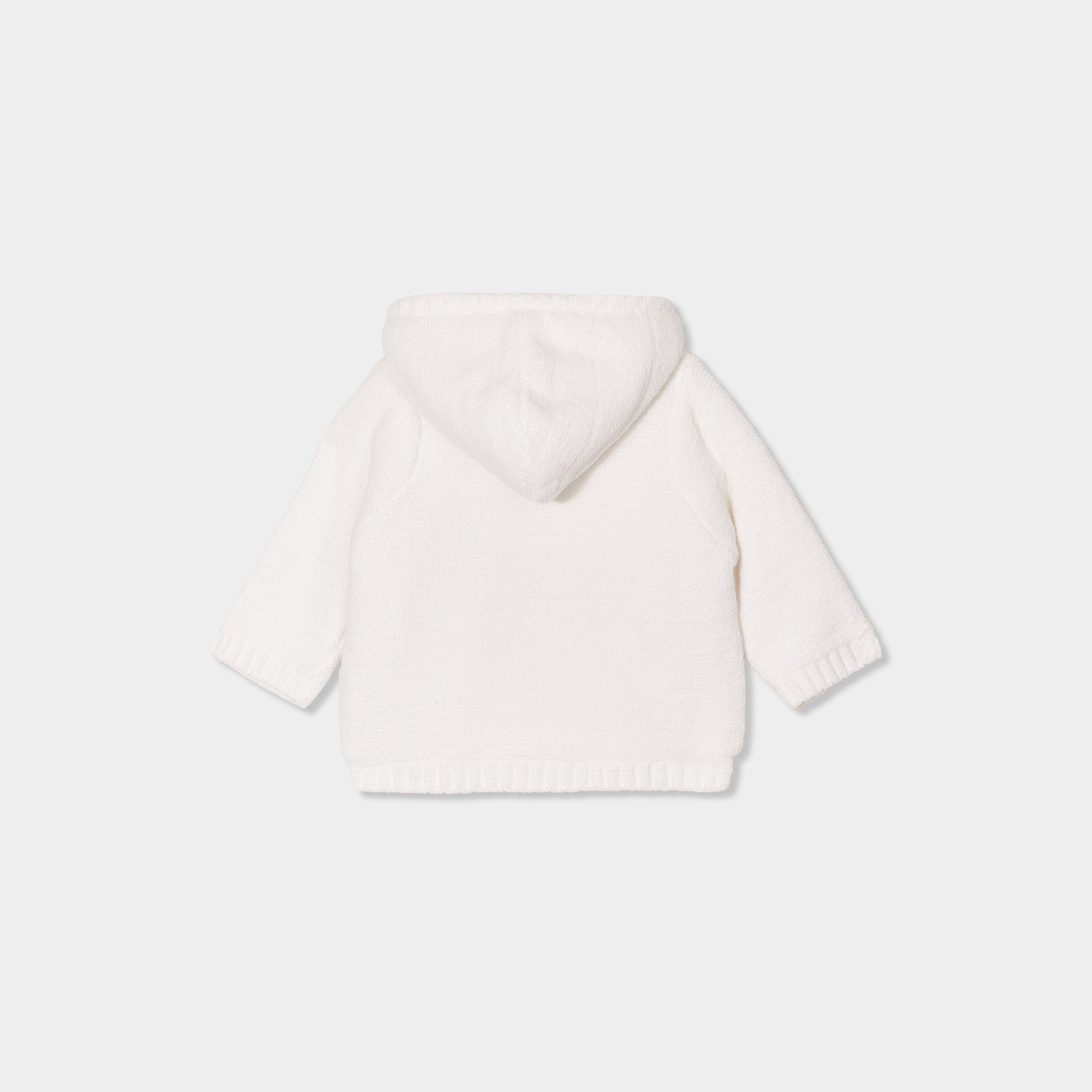 gilet fourre torsades a capuche creeks blanc bebef Gilet fourré torsades à capuche Creeks blanc bébé fille
