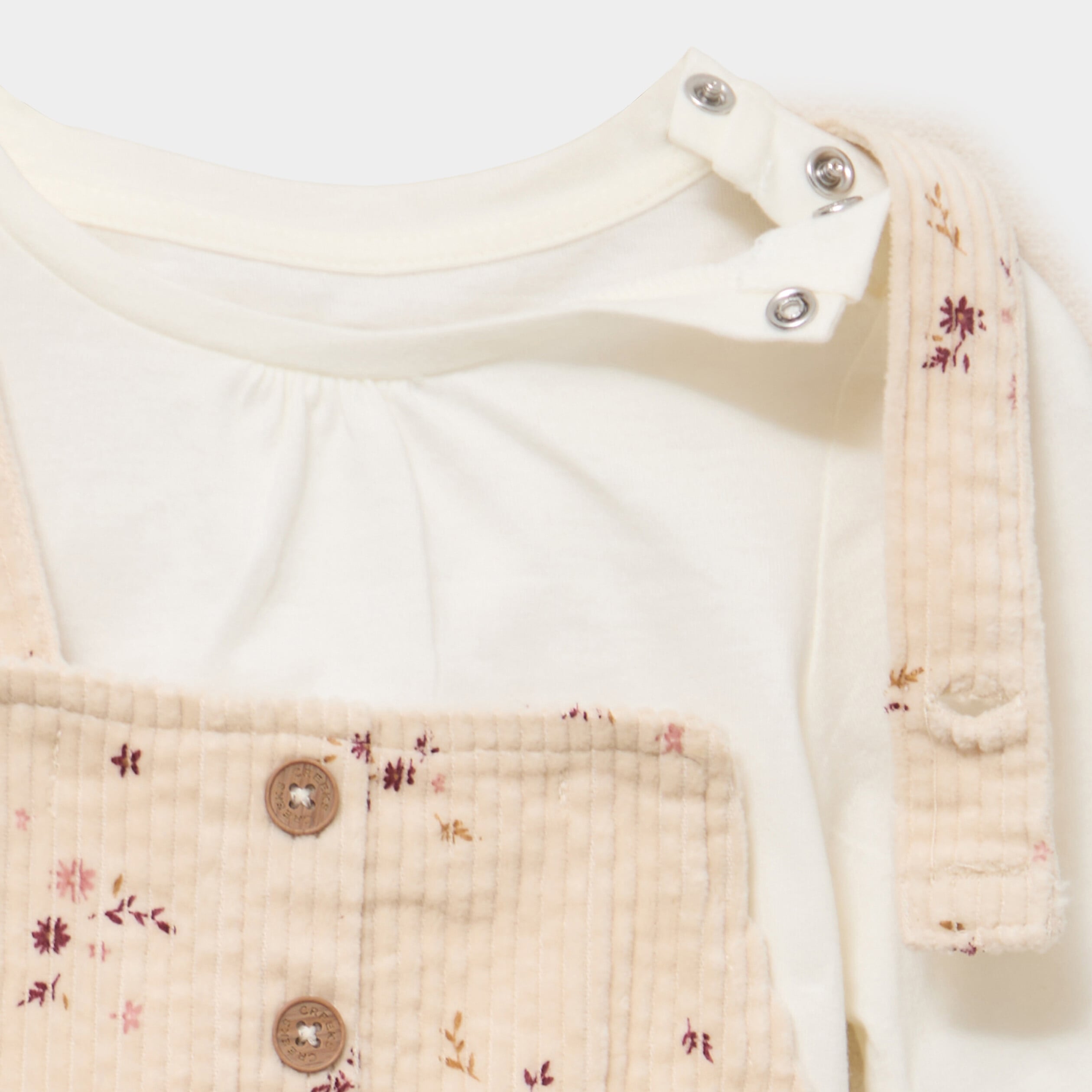 Ensemble 3 pi&egrave;ces avec robe velours ficelle b&eacute;b&eacute; fille