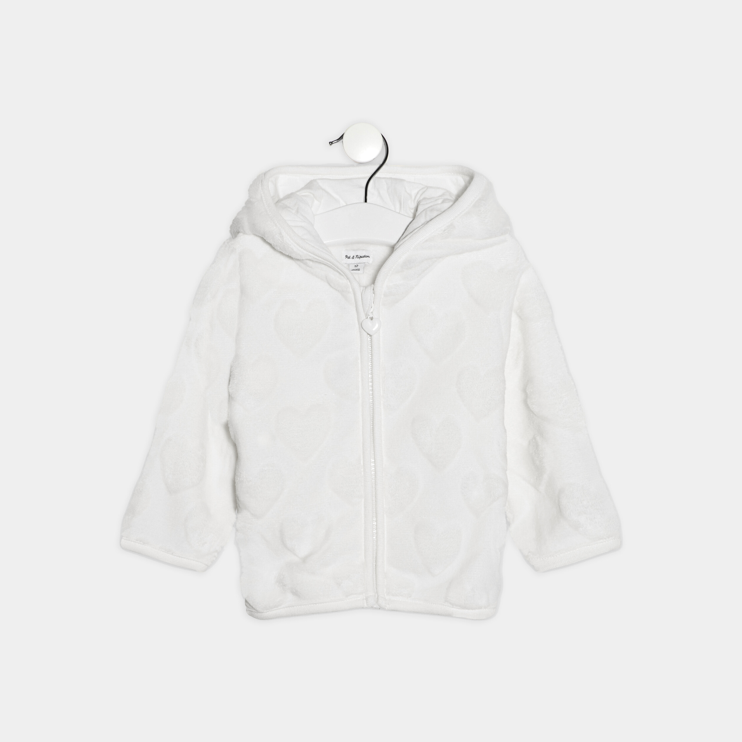 gilet zippe a capuche ivoire bebef Gilet zippé à capuche ivoire bébé fille