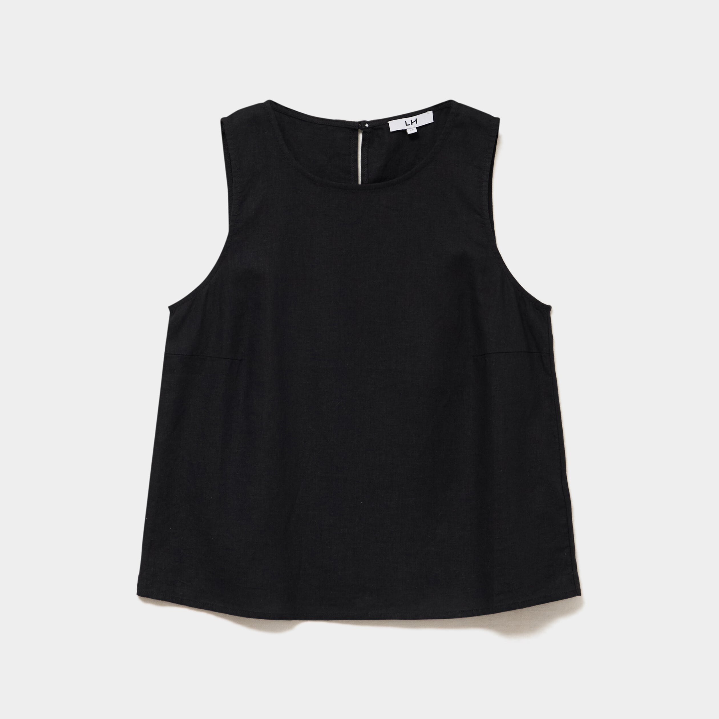 Blouse sans manches lin m&eacute;lang&eacute; noir femme