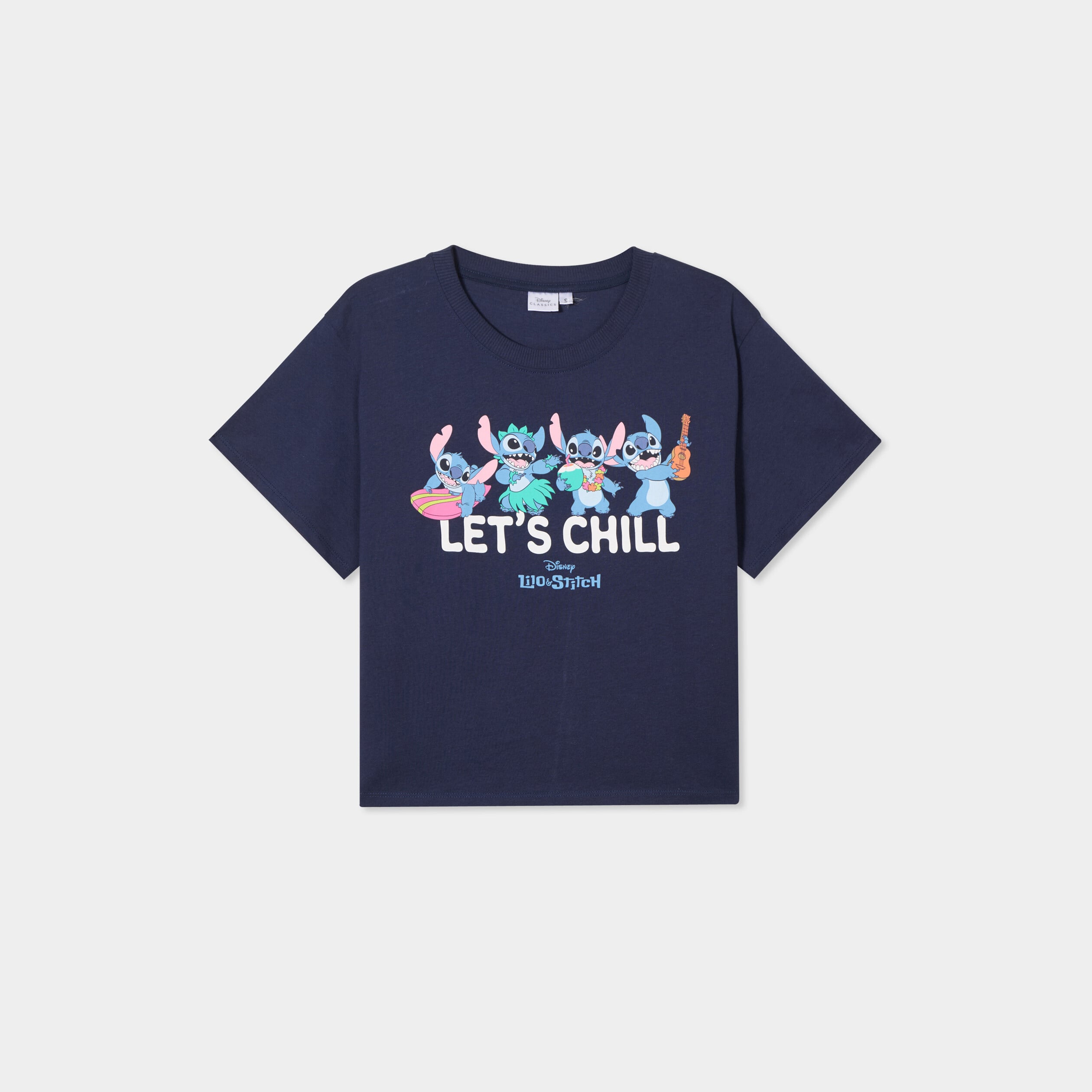 T-shirt manches courtes coton Stitch bleu marine femme