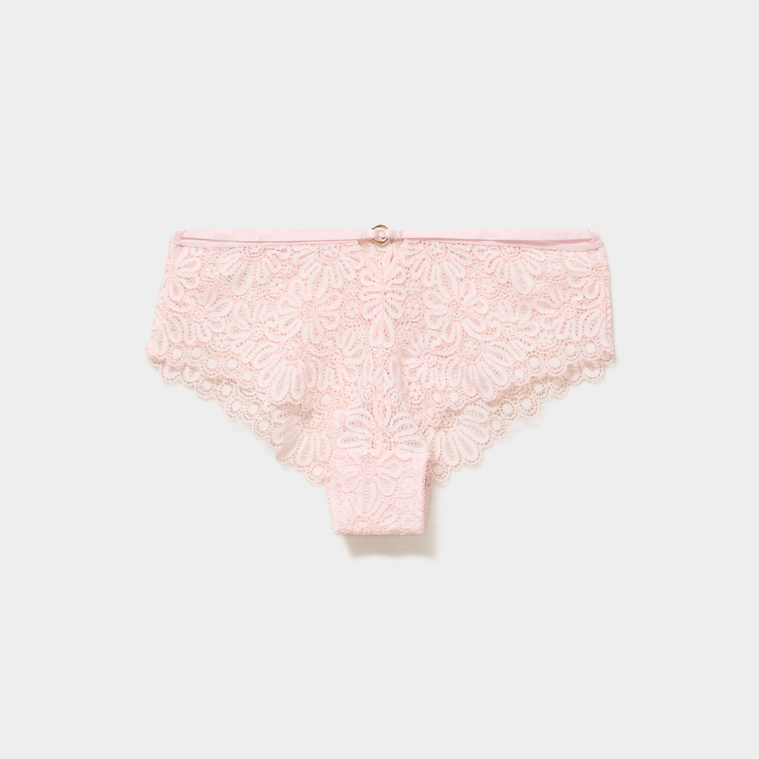 Shorty en dentelle rose clair femme