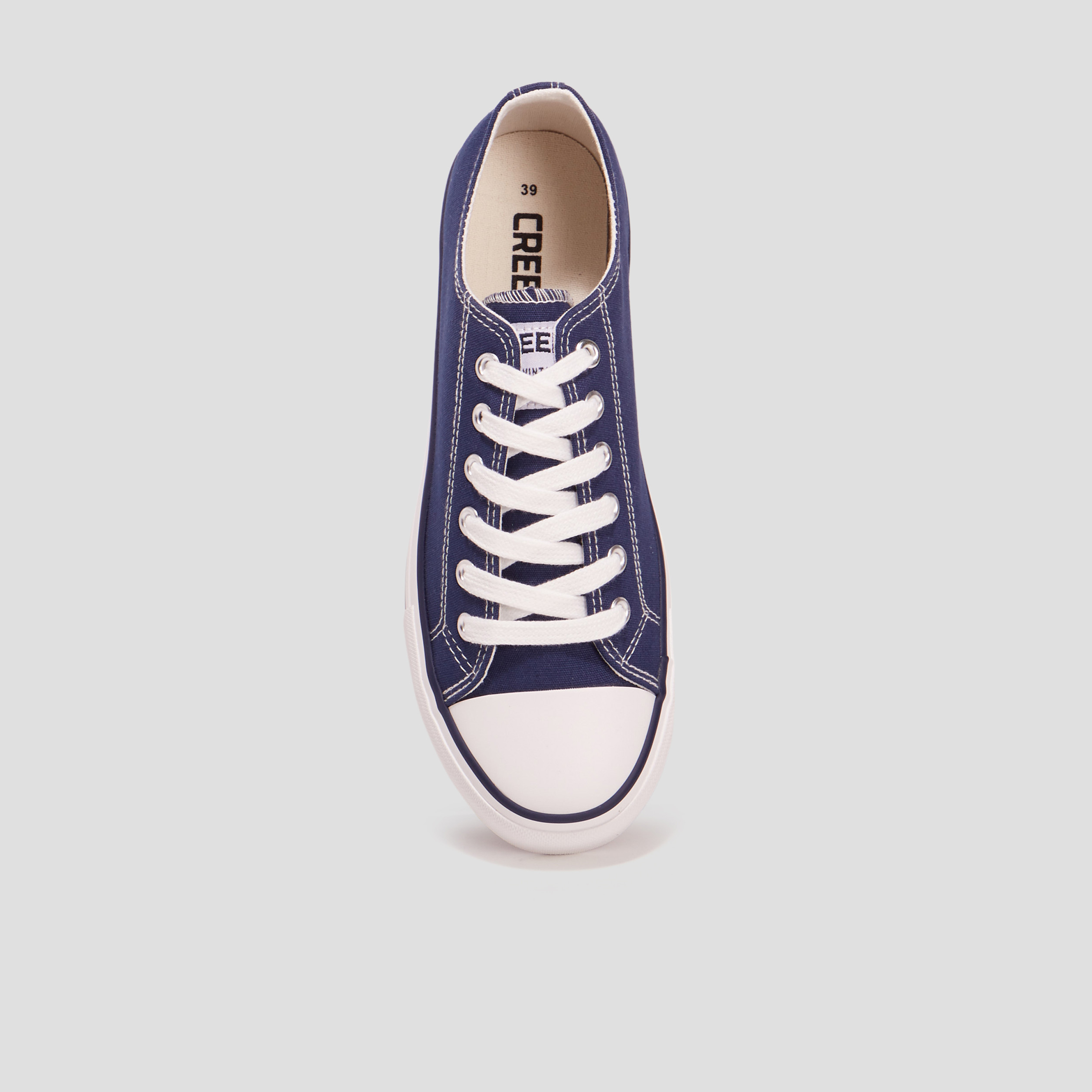 Tennis en toile &agrave; lacets bleu marine femme
