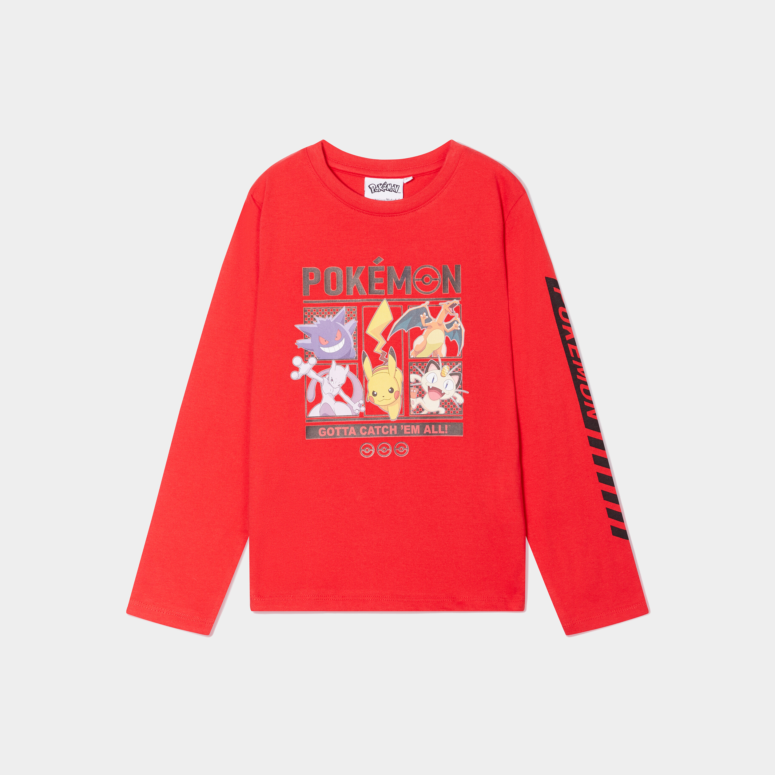 t shirt manches longues coton pokemon rouge garcon T-shirt manches longues coton Pokémon rouge garçon