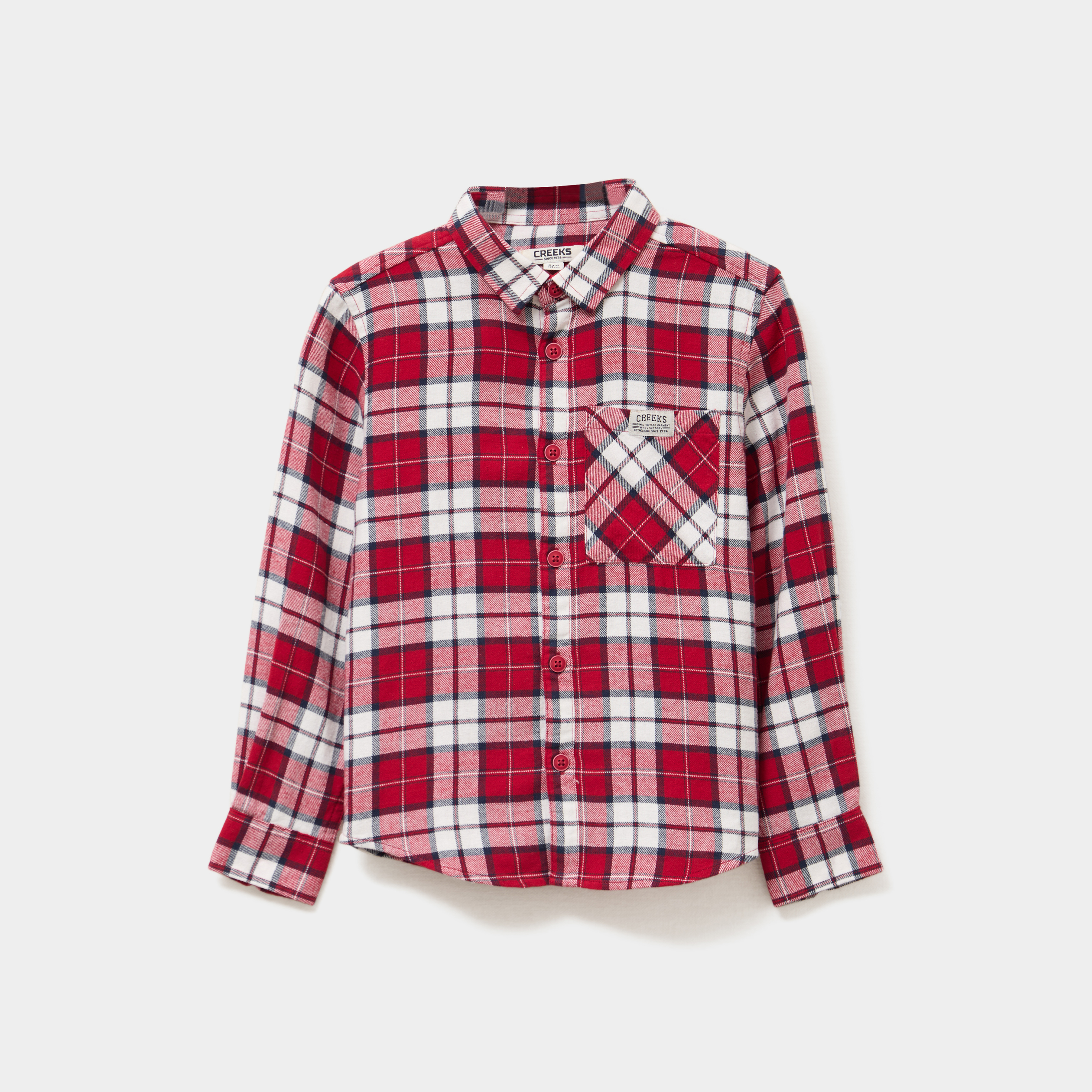 Chemise 1 poche manches longues coton rouge gar&ccedil;on