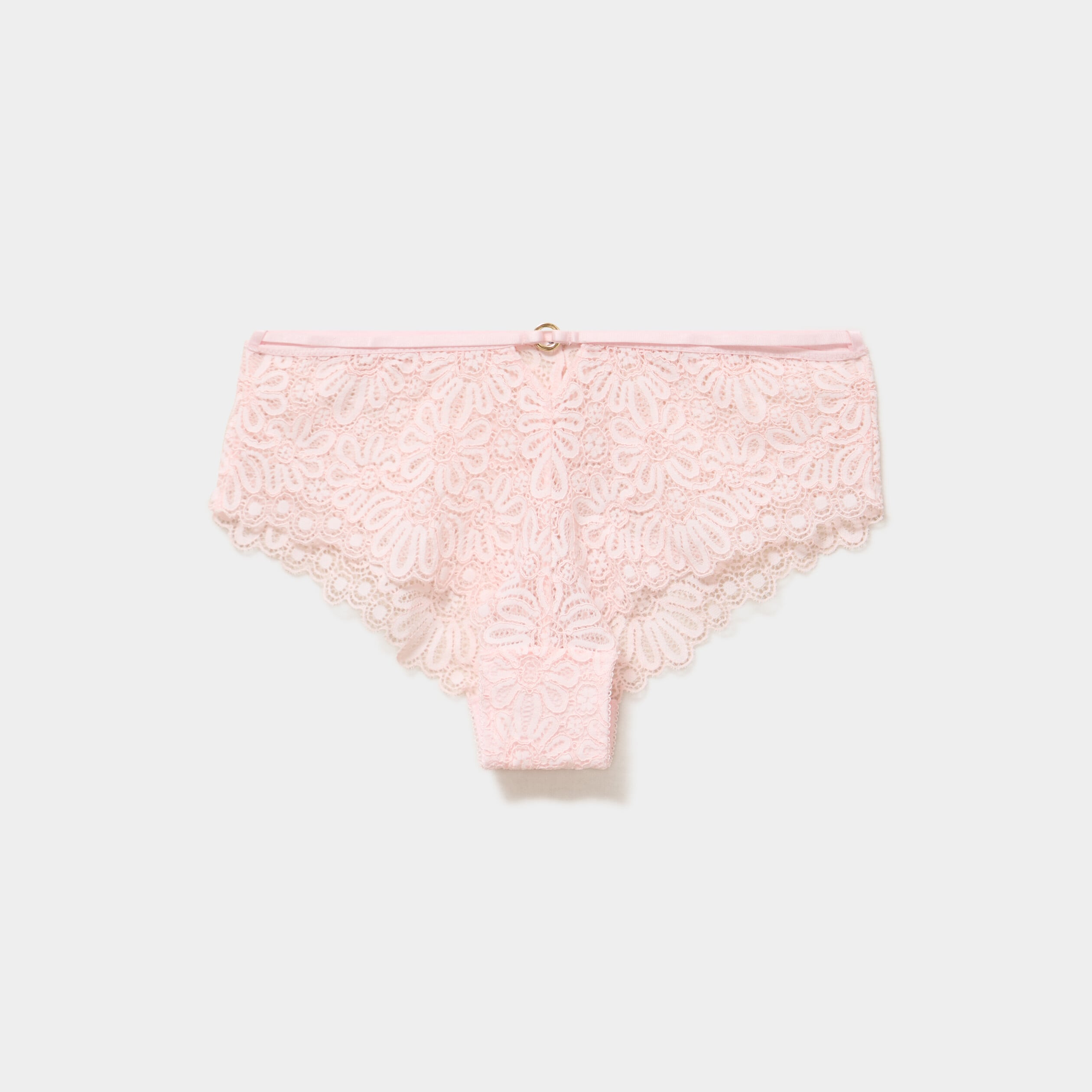 Shorty en dentelle rose clair femme