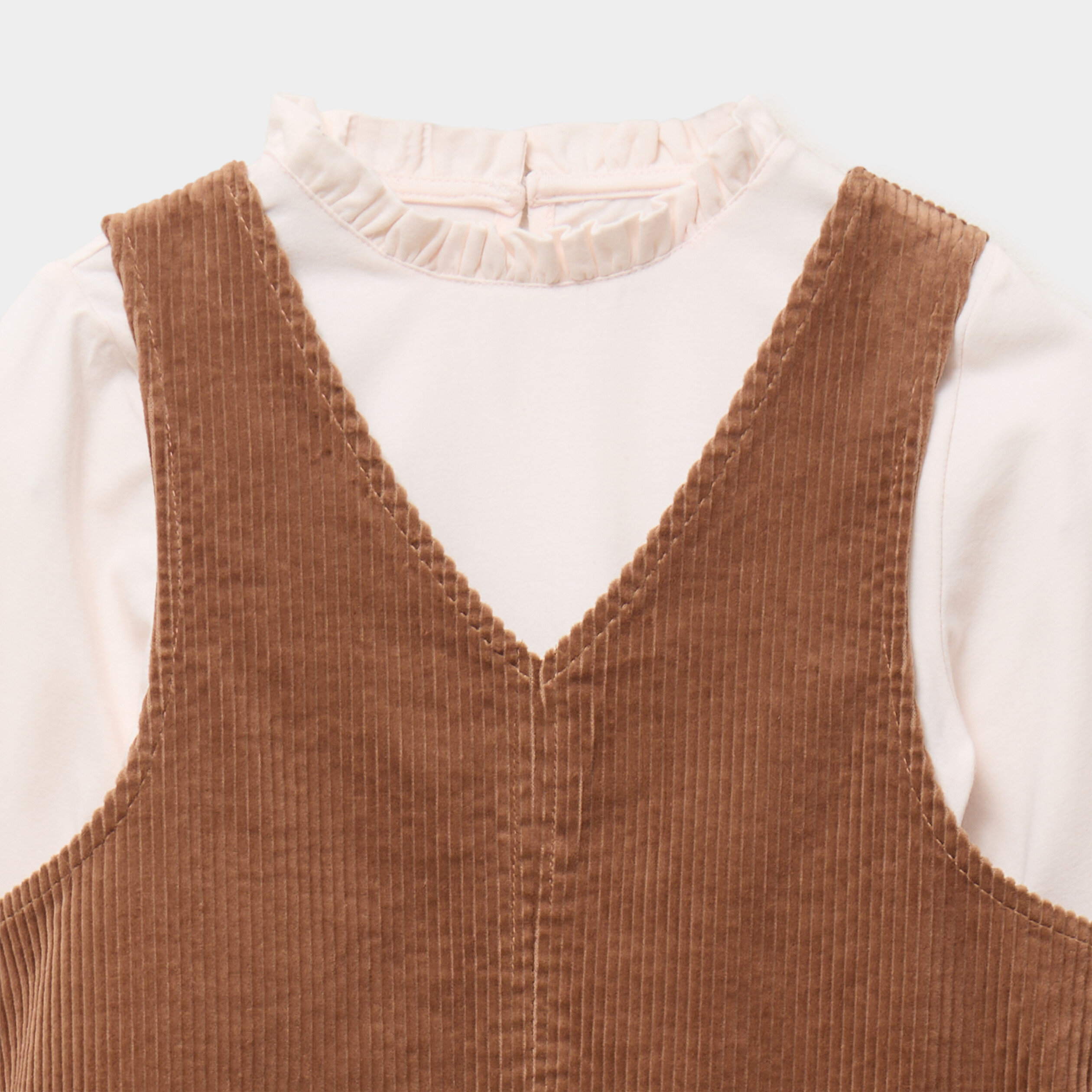 Ensemble robe chasuble et t-shirt camel fille
