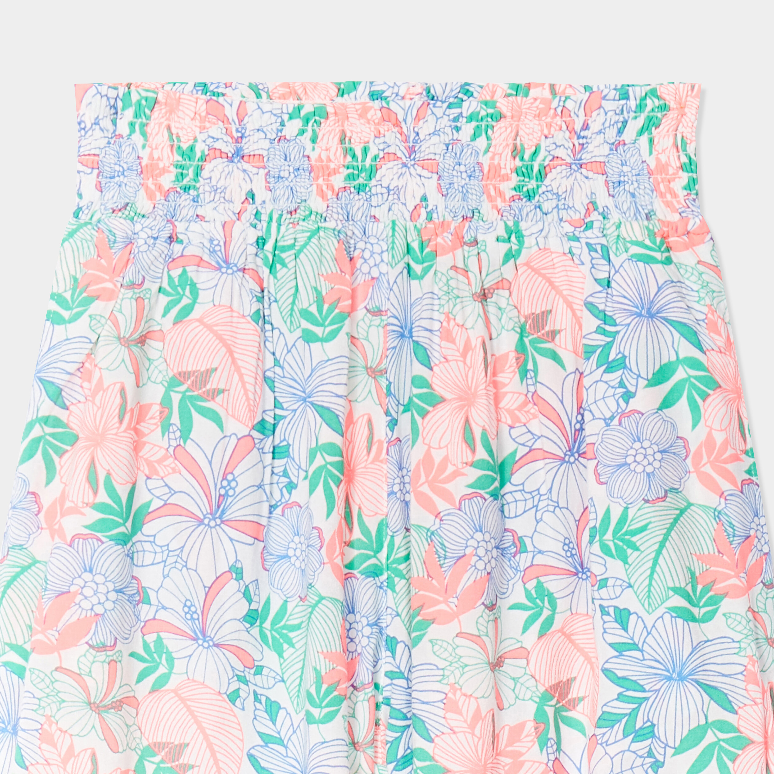 pantalon smocke large fluide ecru fille Pantalon smocké large fluide ecru fille