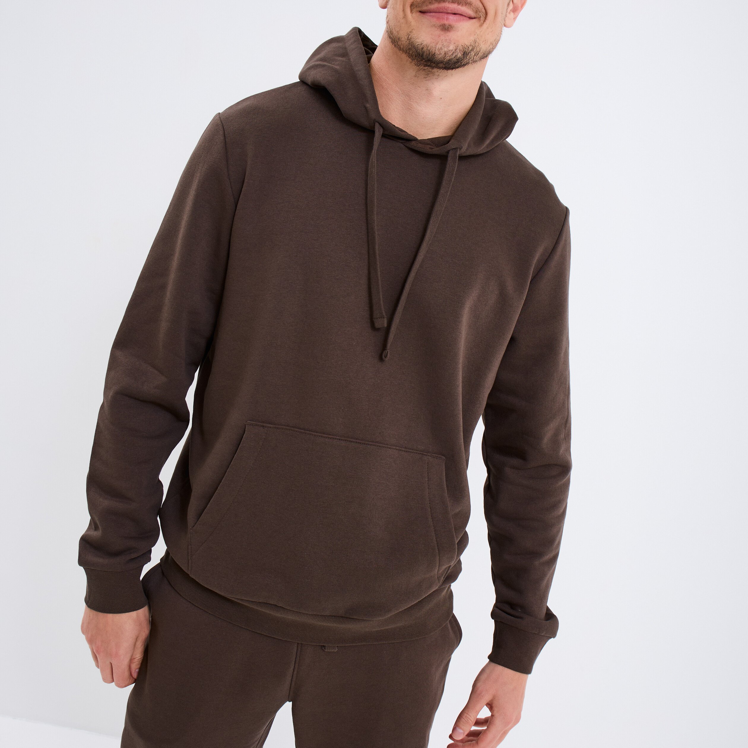 sweat molleton a capuche hoodie marron fonce homme Sweat molleton à capuche hoodie marron foncé homme