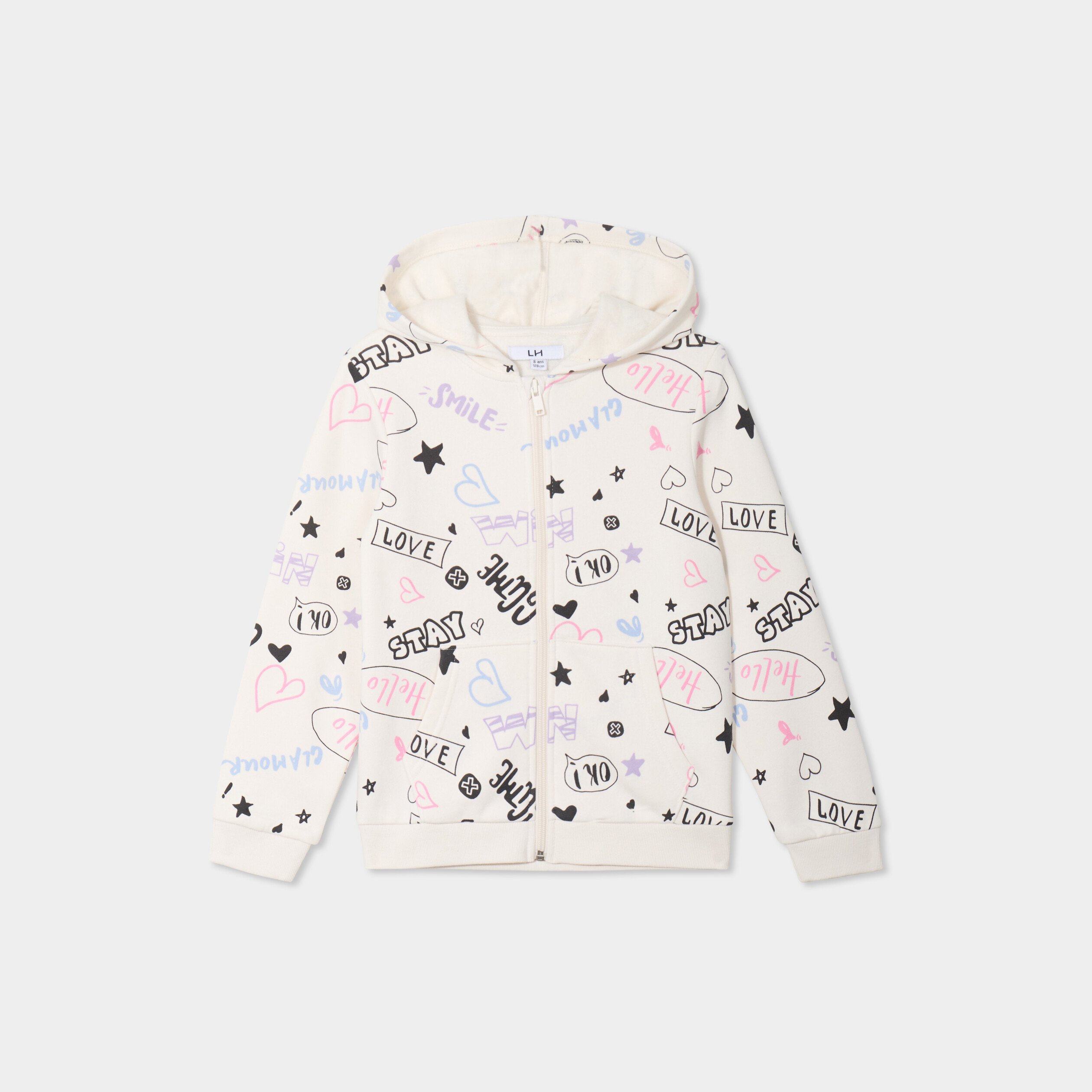 sweat zippe a capuche beige fille Sweat zippé à capuche beige fille