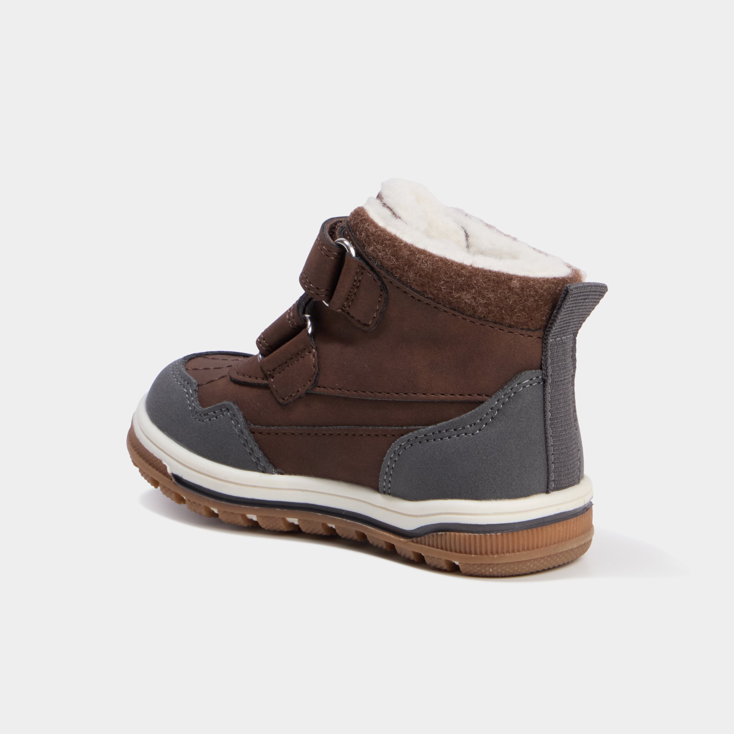 Bottines fourr&eacute;es bout rond Trappeur marron b&eacute;b&eacute; gar&ccedil;on
