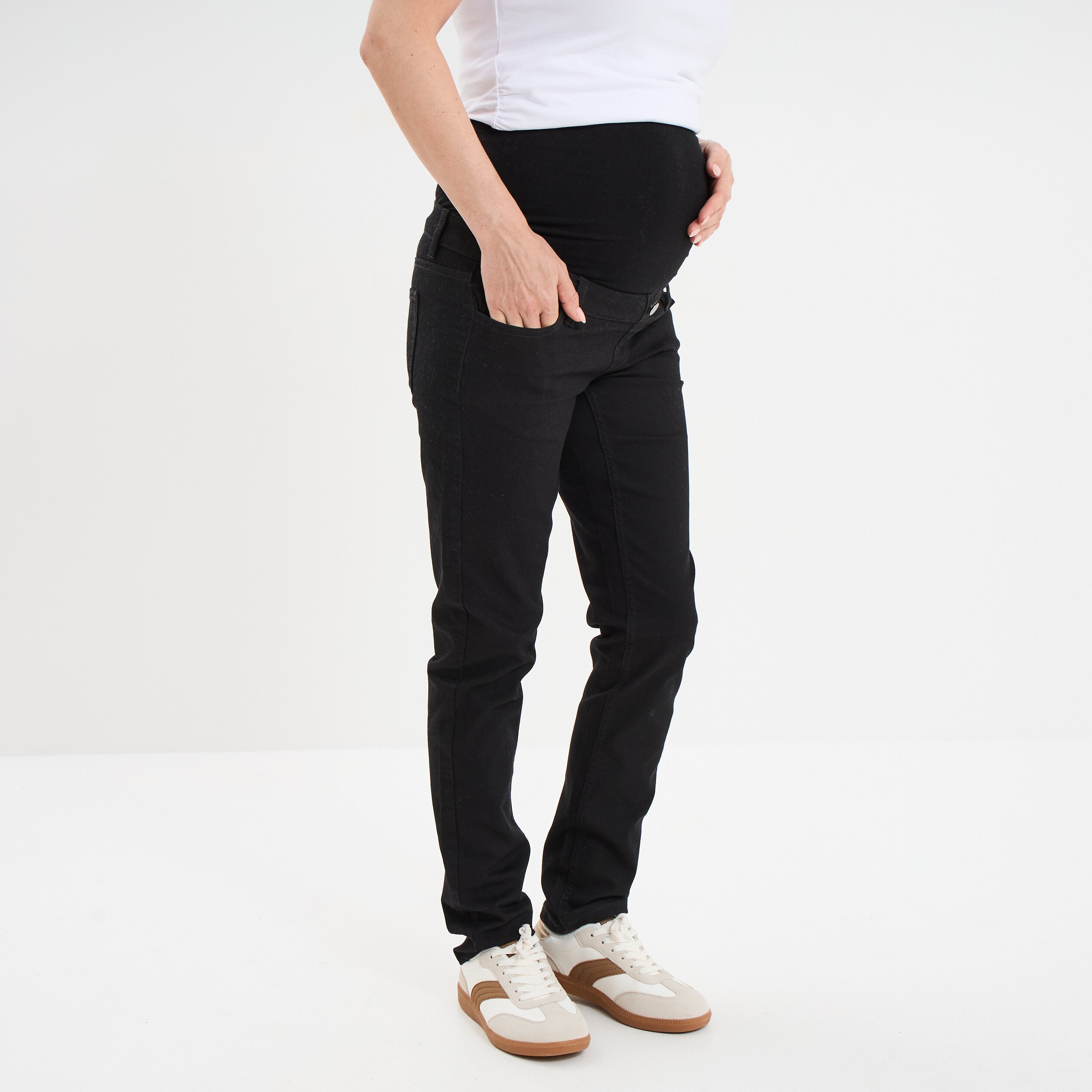 pantalon slim grossesse avec bandeau noir femmemater Pantalon slim grossesse avec bandeau noir femme maternité