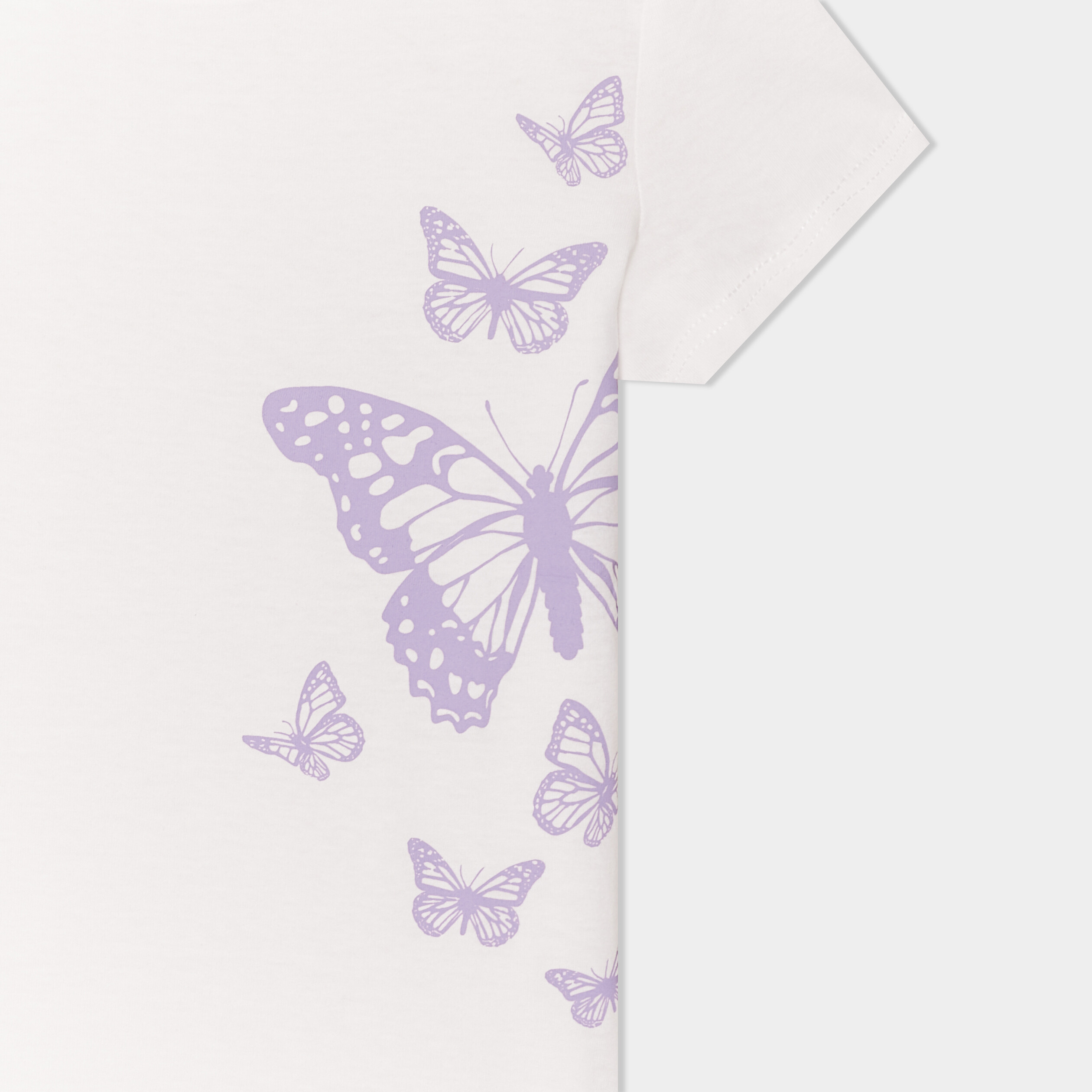 t shirt col rond manches courtes coton ivoire fille T-shirt col rond manches courtes coton ivoire fille