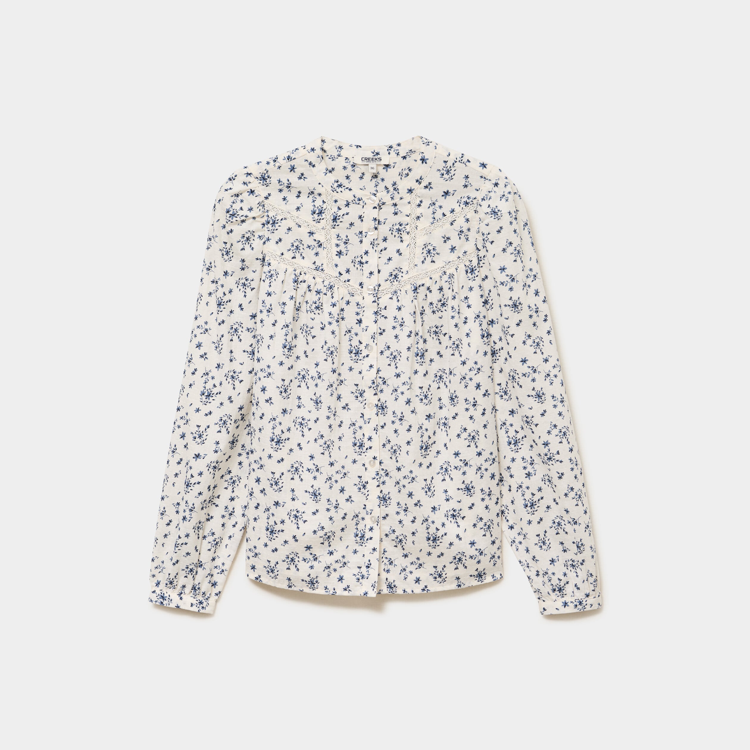 Blouse droite manches longues coton ecru femme