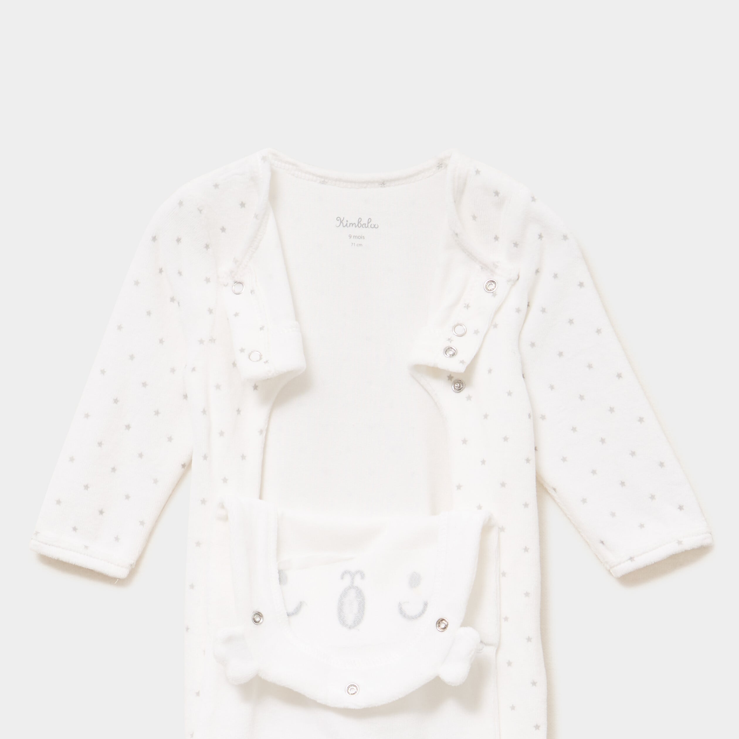 Dors-bien manches longues boutonn&eacute; blanc b&eacute;b&eacute;