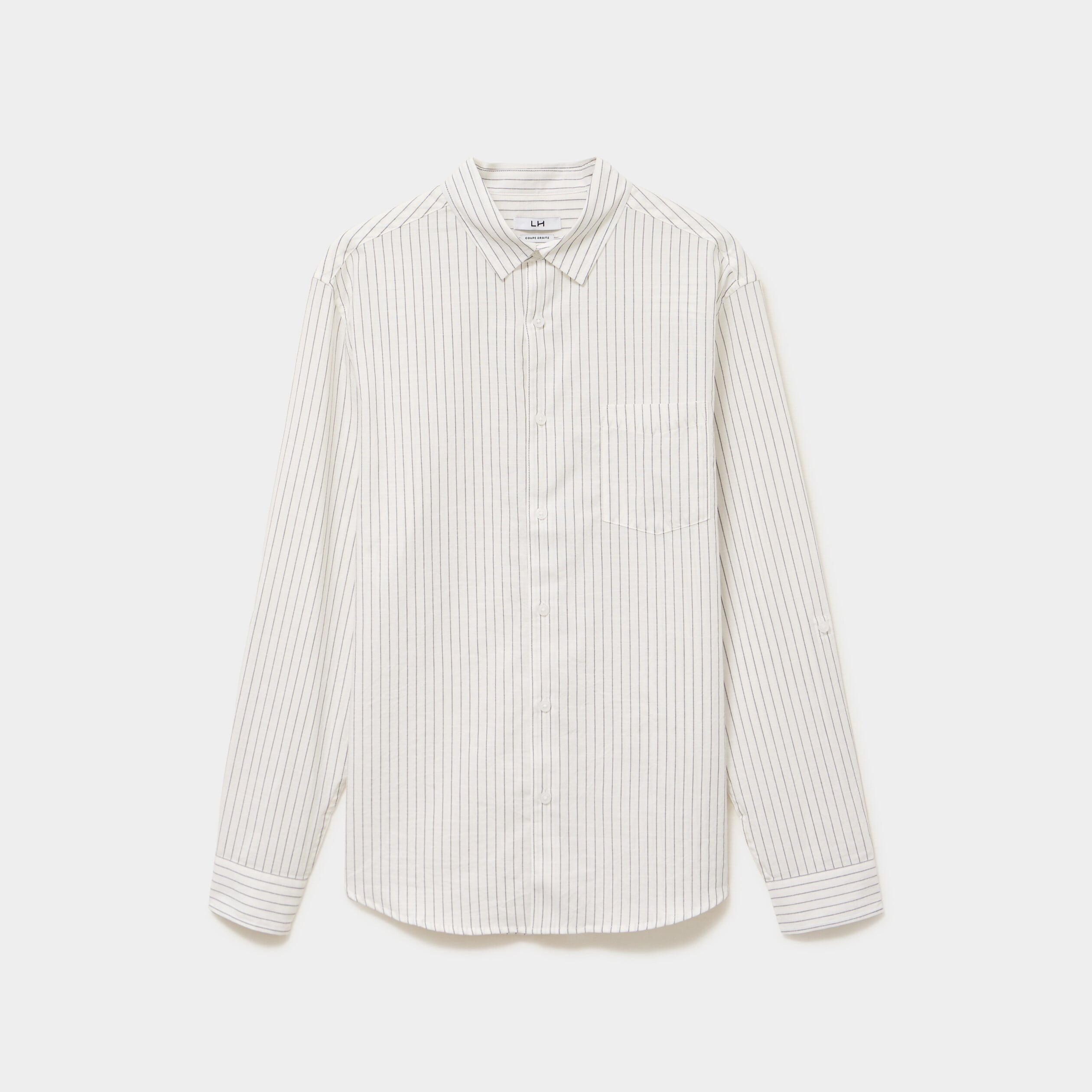 Chemise manches longues coton beige homme
