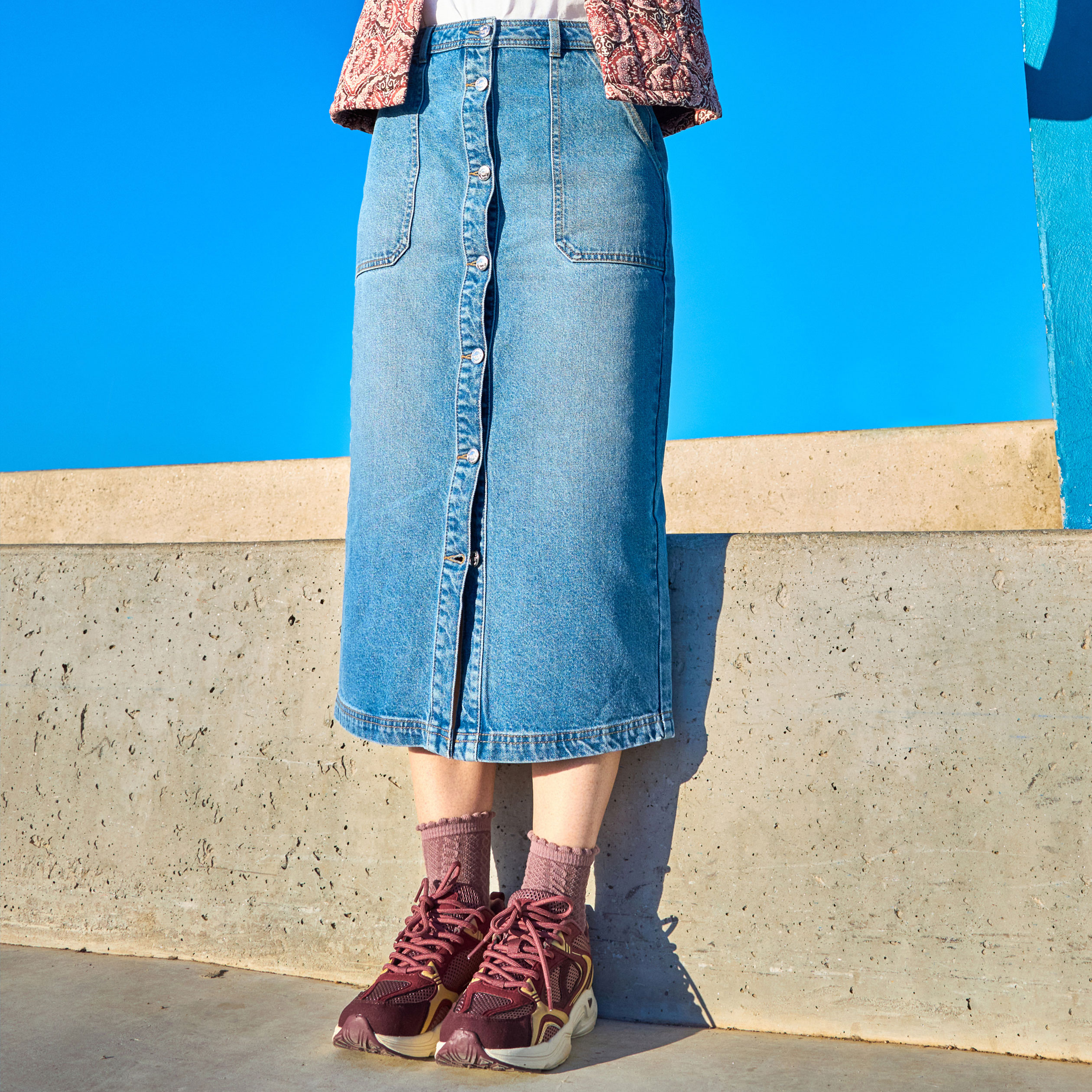 Jupe En Denim Boutonnée Stella McCartney - Coupe A-Line Longueur Moyenne - Taille 29 - Occasion Très Bon état