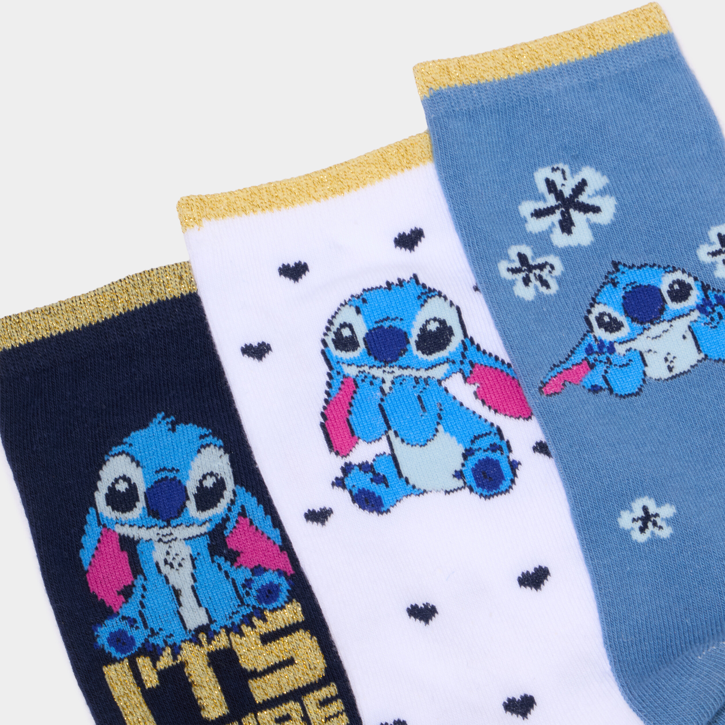 Lot 3 paires chaussettes Stitch bleu femme