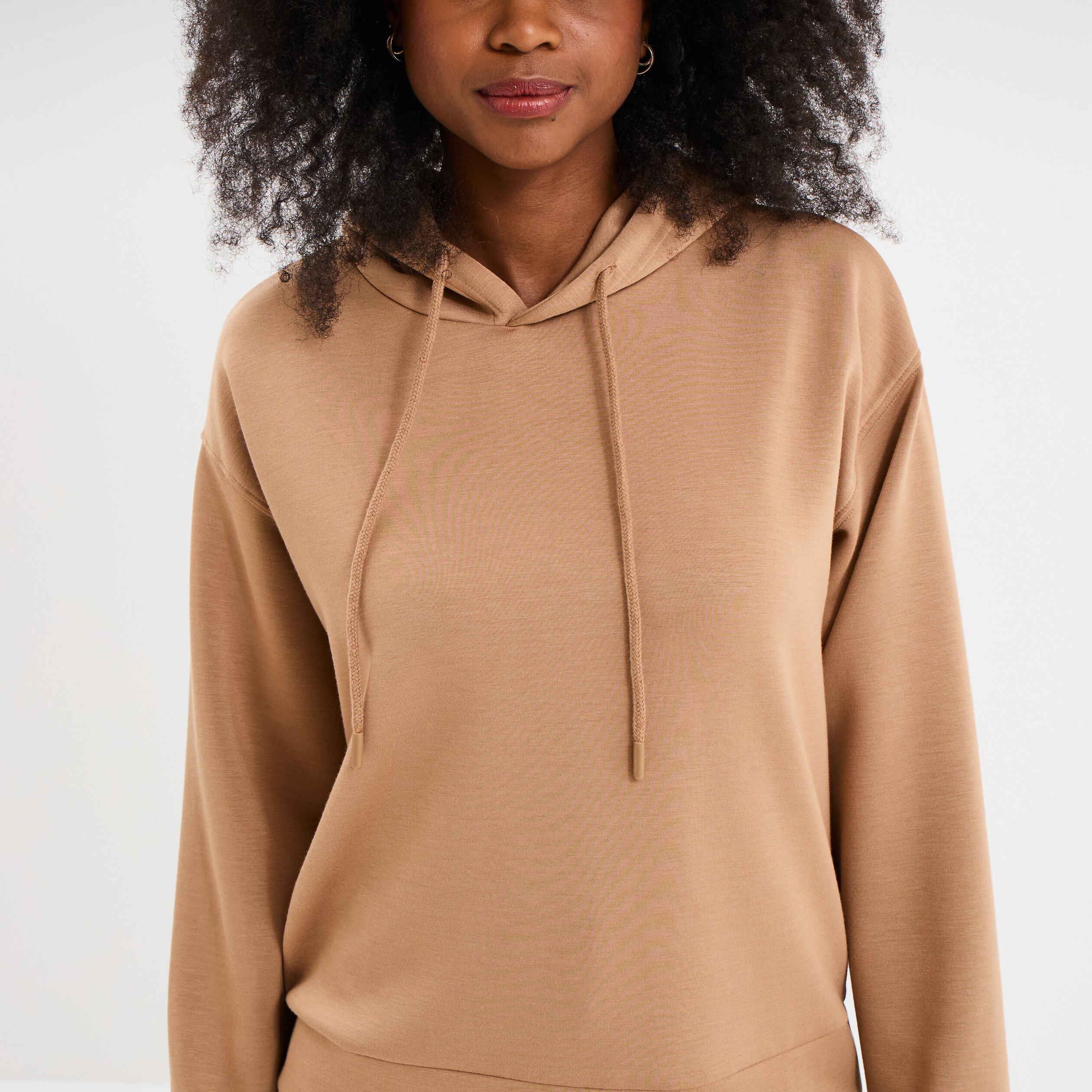 sweat hoodie manches longues a capuche taupe femme Sweat hoodie manches longues à capuche taupe femme
