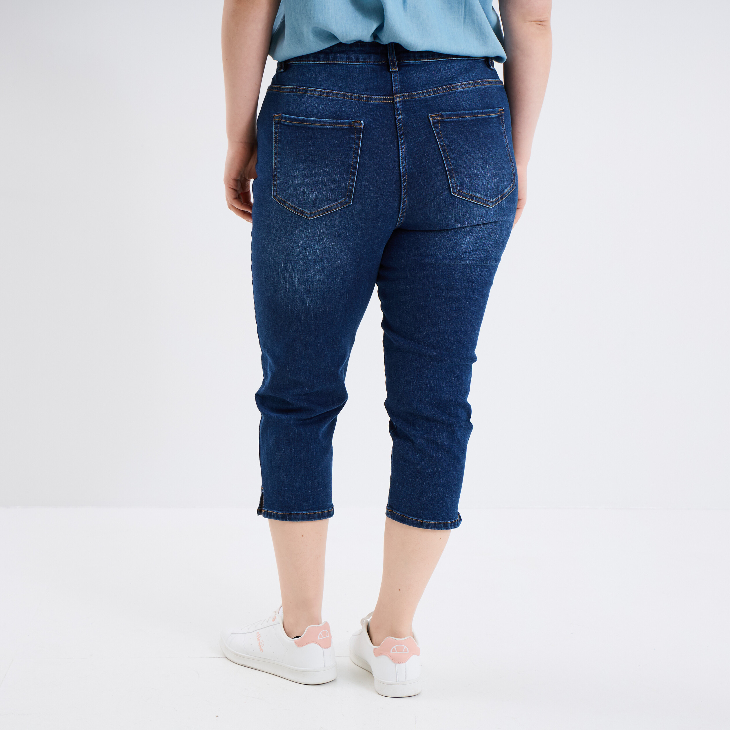 jeans corsaire slim taille haute denim stone femmegt Jeans corsaire slim taille haute denim stone femme grande taille