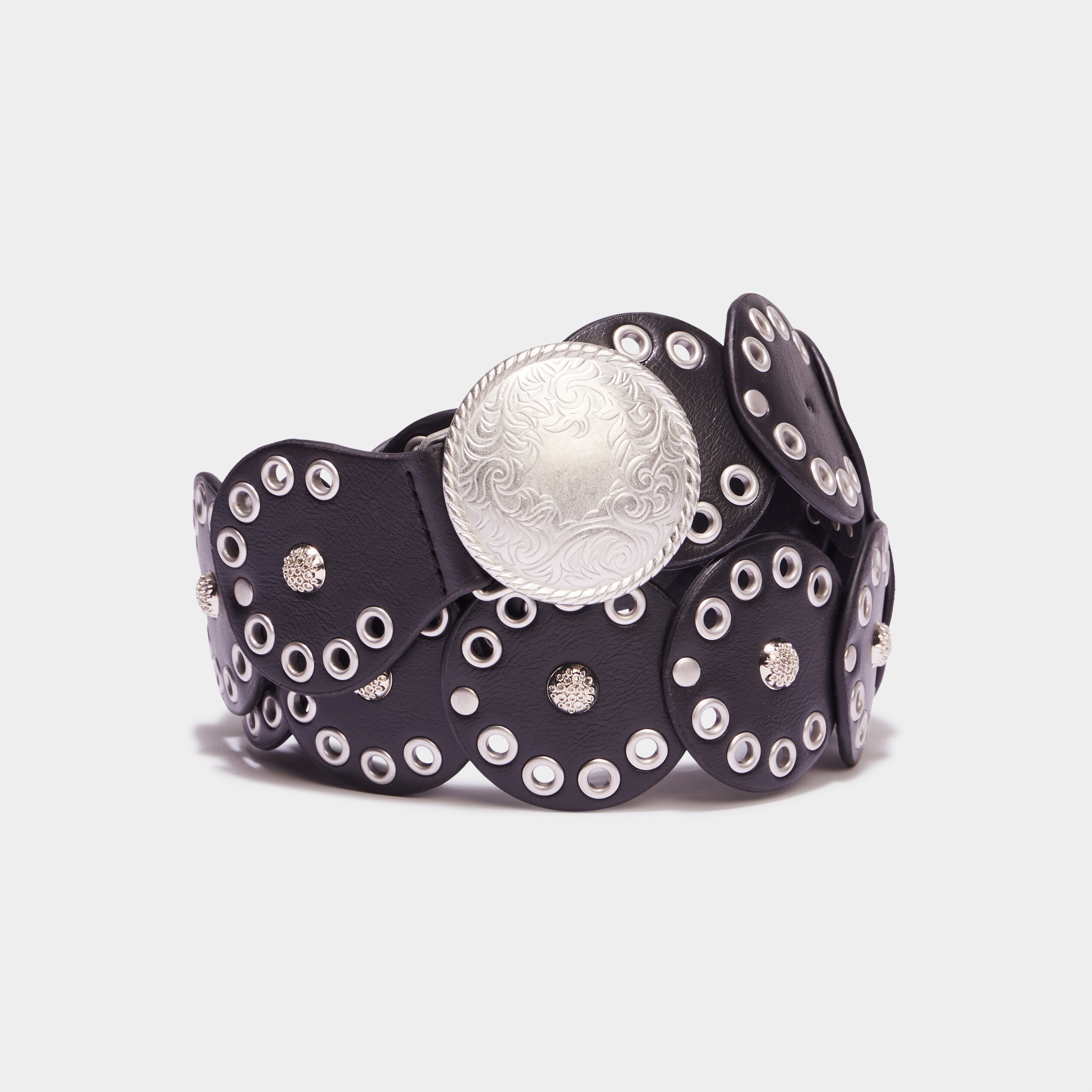 Ceinture avec oeillets noir femme