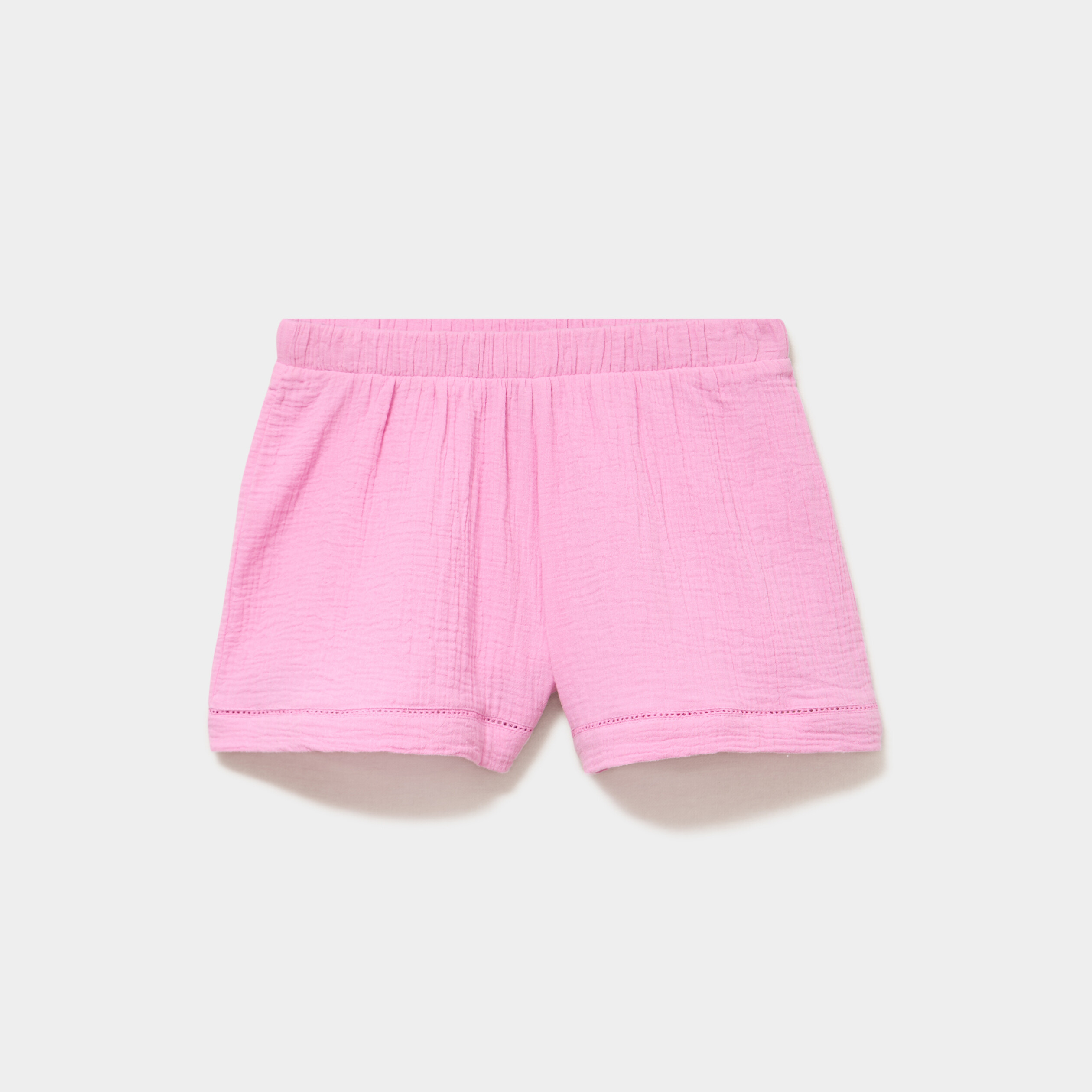 Bas de pyjama short gaze de coton rose femme