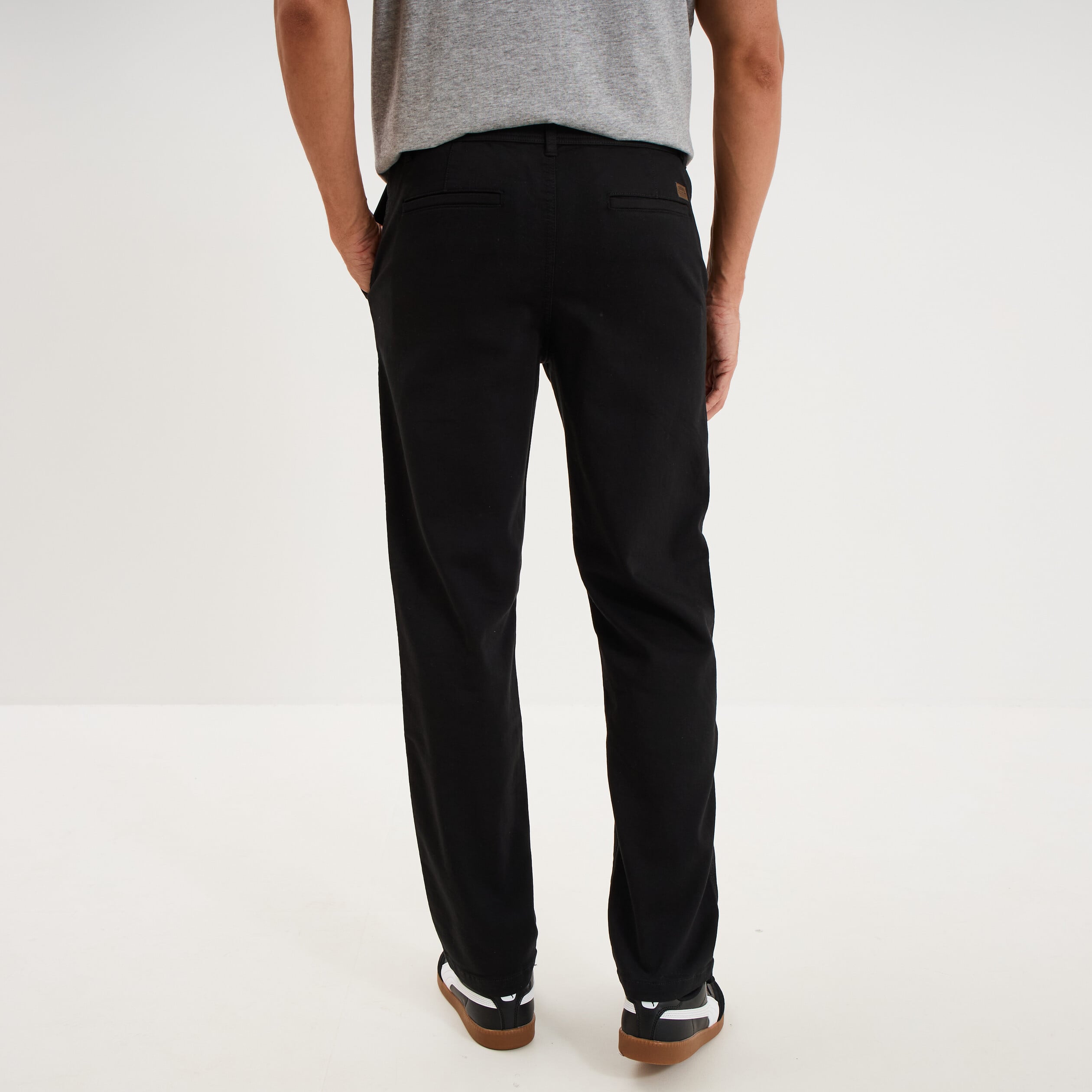 Pantalon chino droit confort noir homme
