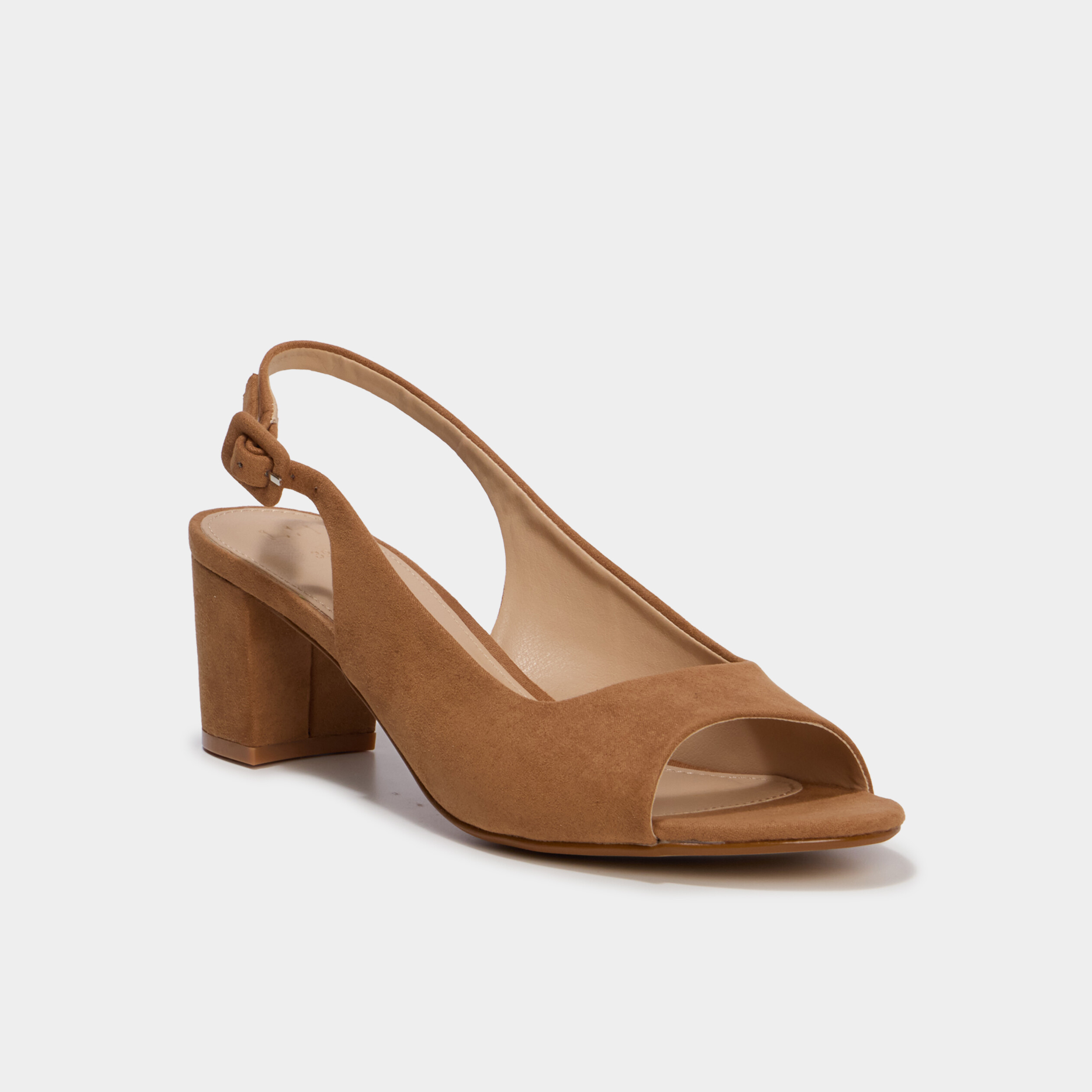 Sandales slingback su&eacute;dine bouts ouverts marron femme
