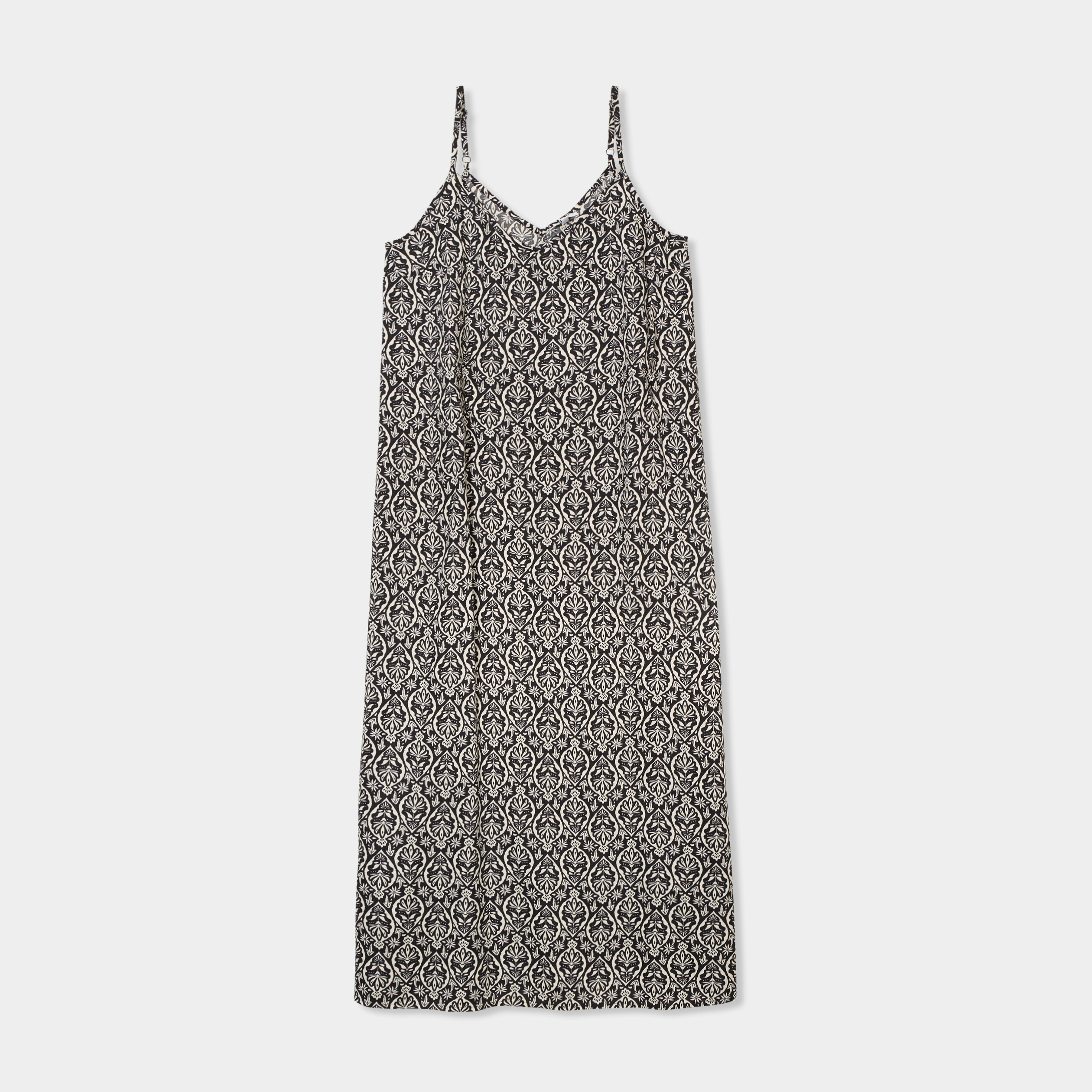 Robe longue droite fluide à bretelles noir femme