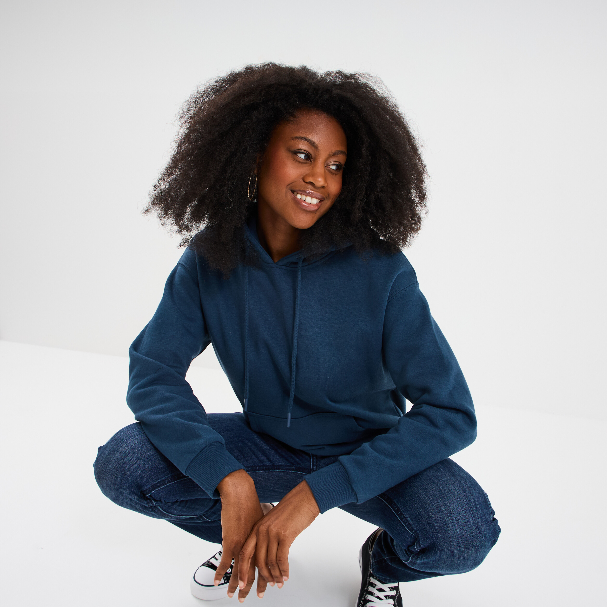 sweat hoodie molleton a capuche bleu marine femme Sweat hoodie molleton à capuche bleu marine femme