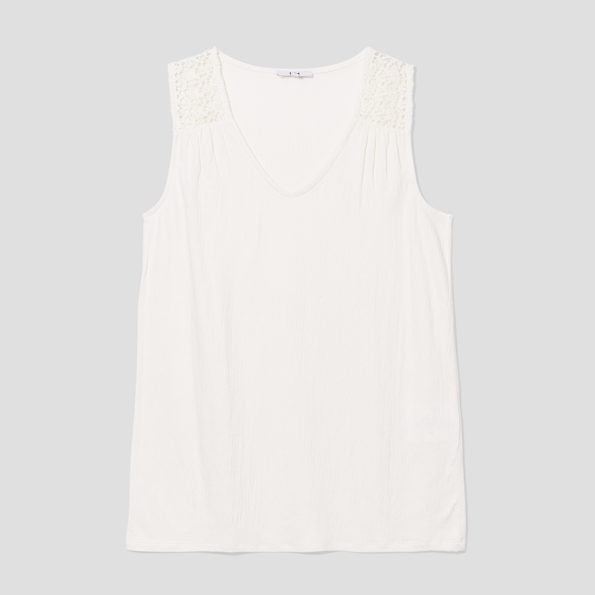 debardeur epaules macrame col en v blanc femme Débardeur épaules macramé col en V blanc femme