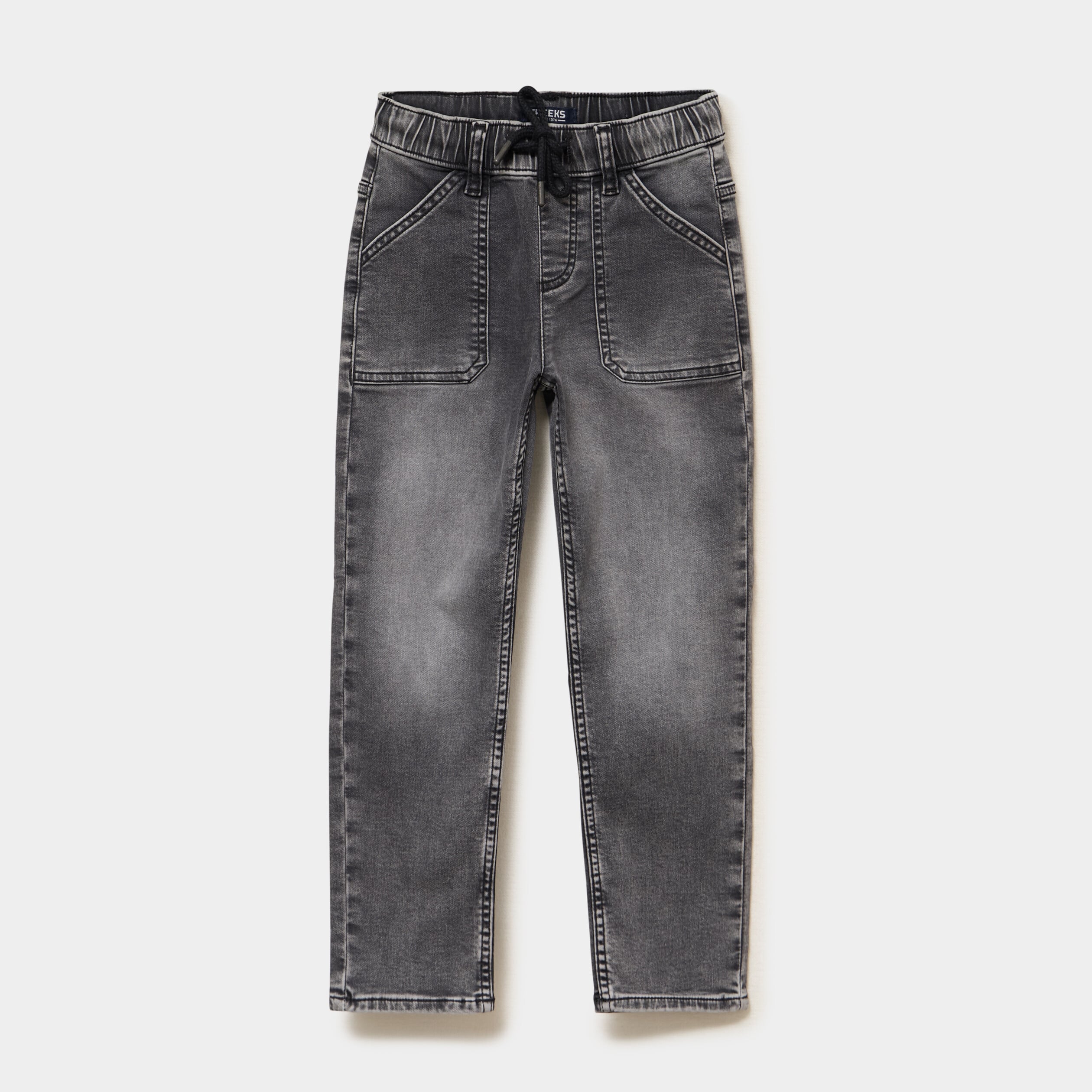 Jeans jogger droit taille &eacute;lastiqu&eacute;e denim gris gar&ccedil;on