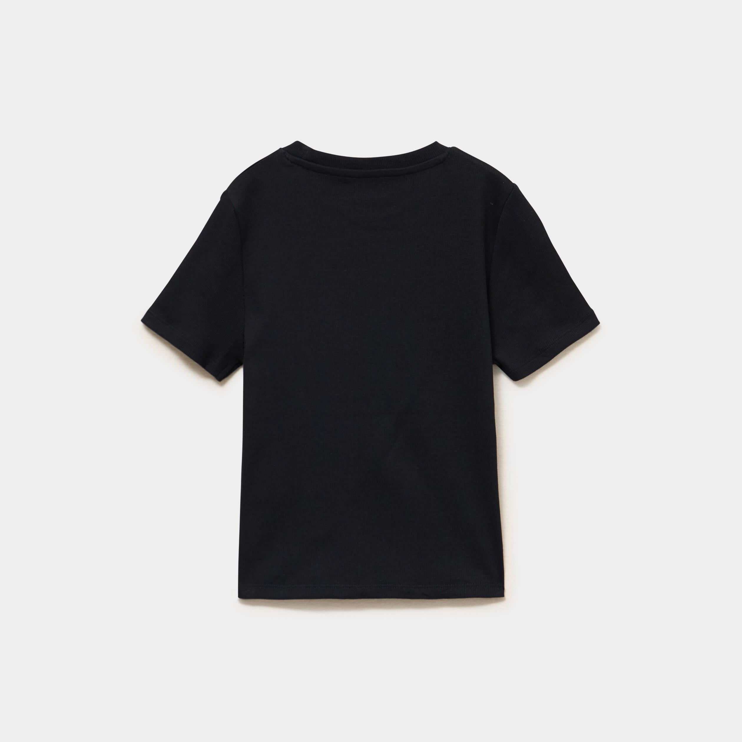 T-shirt col rond manches courtes noir fille
