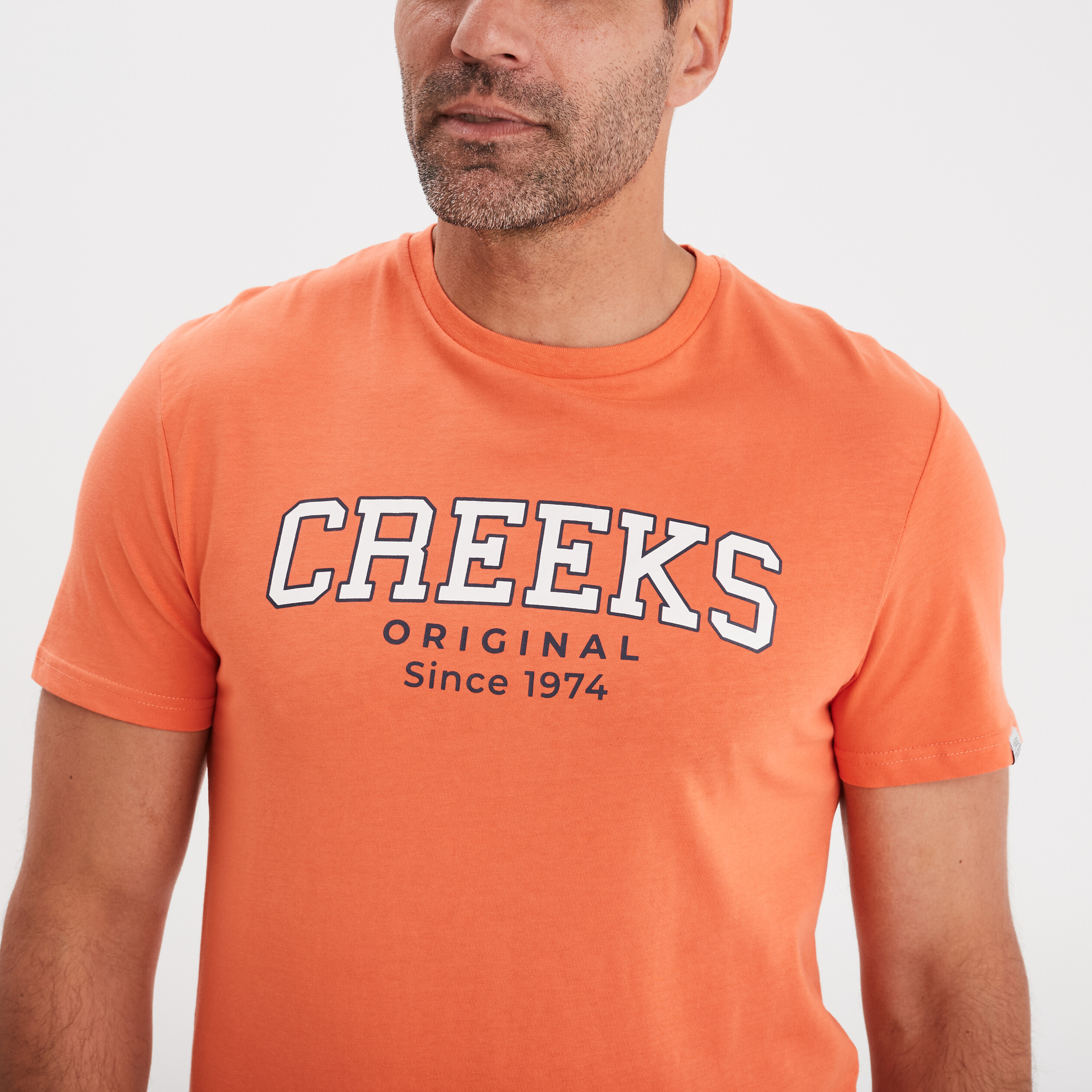 t shirt manches courtes coton creeks orange homme T-shirt manches courtes coton Creeks orange homme