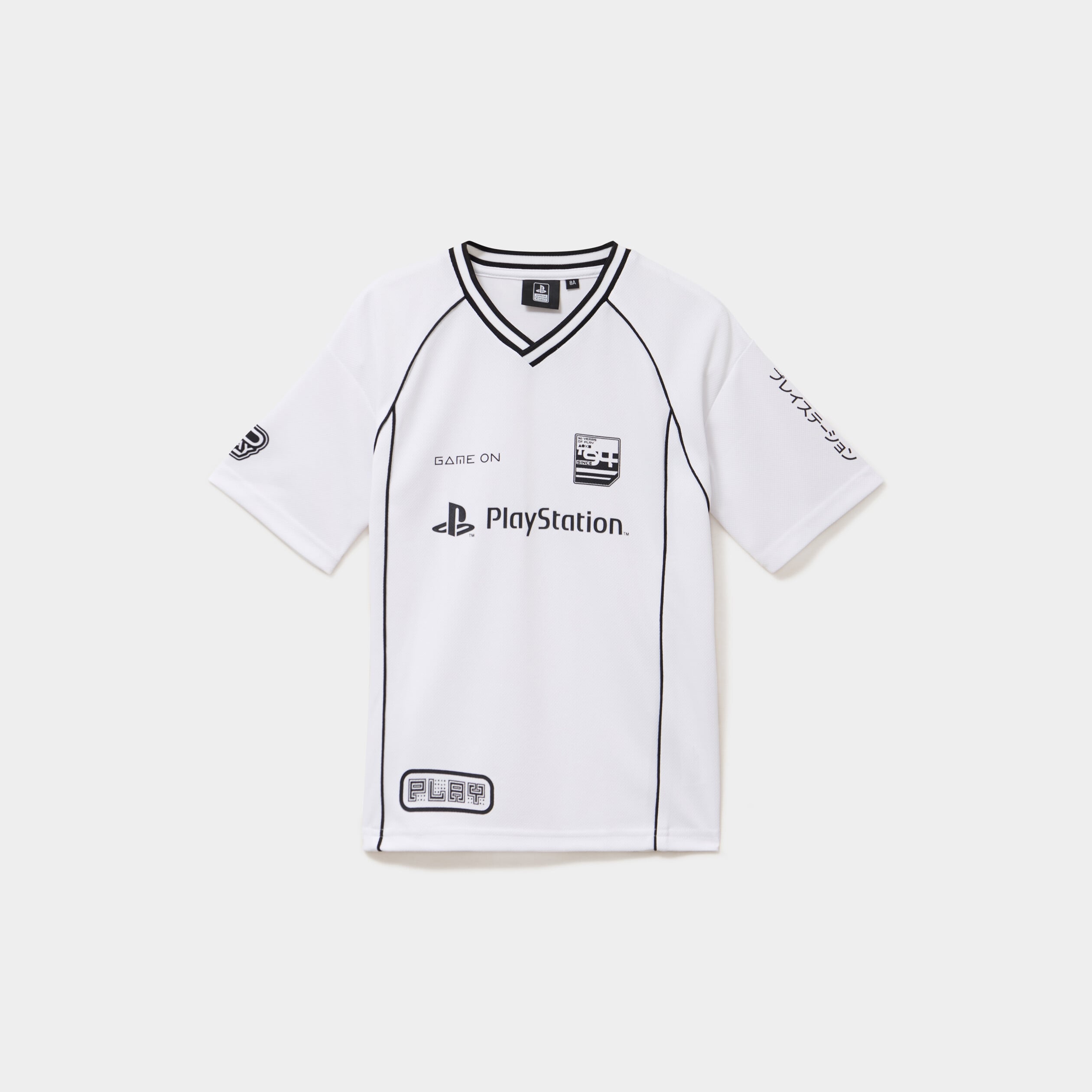 T-shirt col en V Playstation blanc gar&ccedil;on