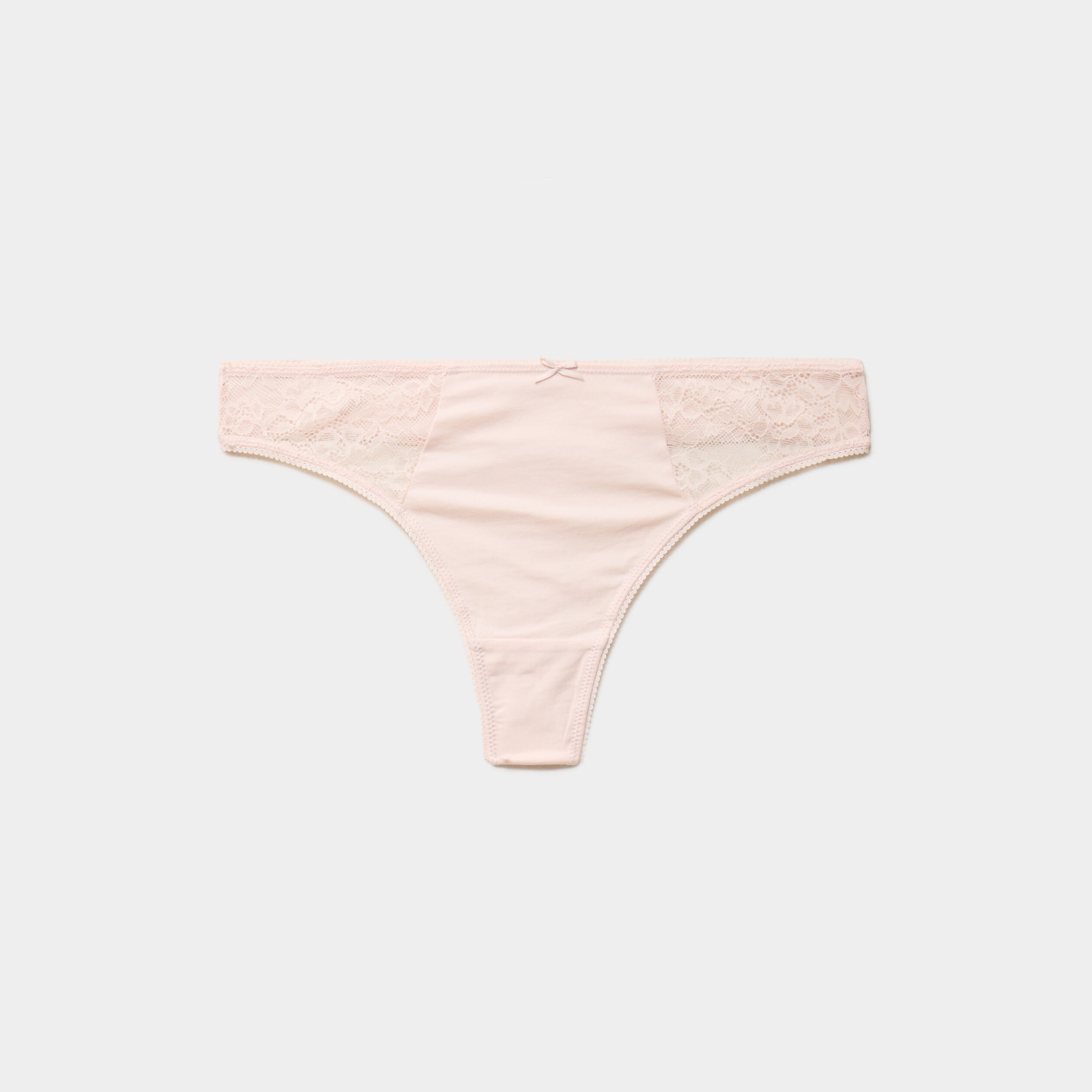String coton majoritaire rose poudr&eacute;e femme