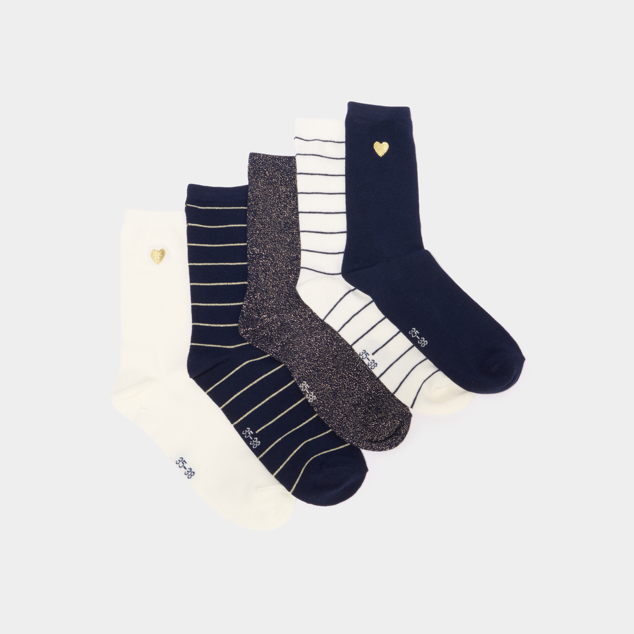 Lot 5 paires chaussettes bleu marine femme