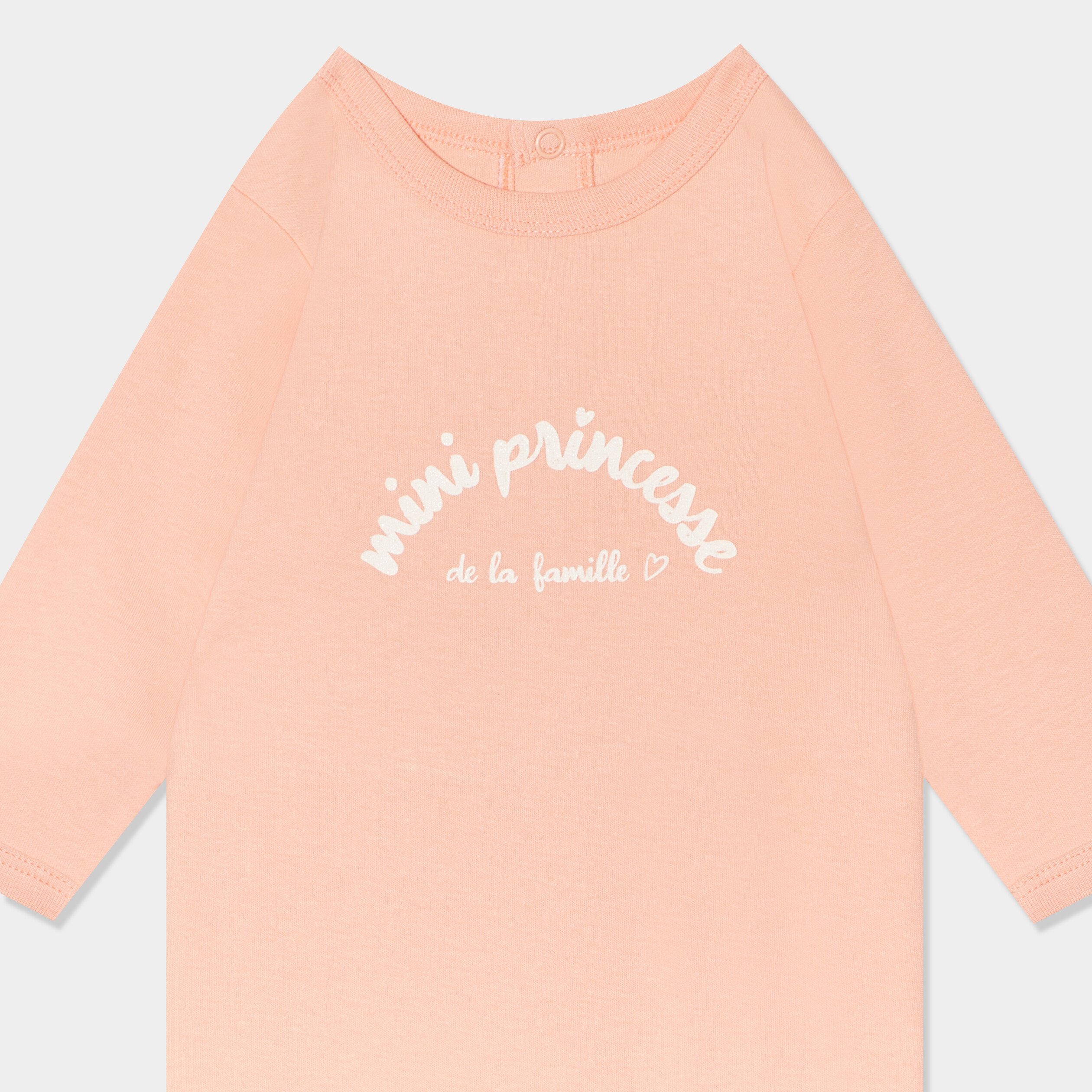 dors bien boutonne coton rose saumon bebef Dors-bien boutonné coton rose saumon bébé fille